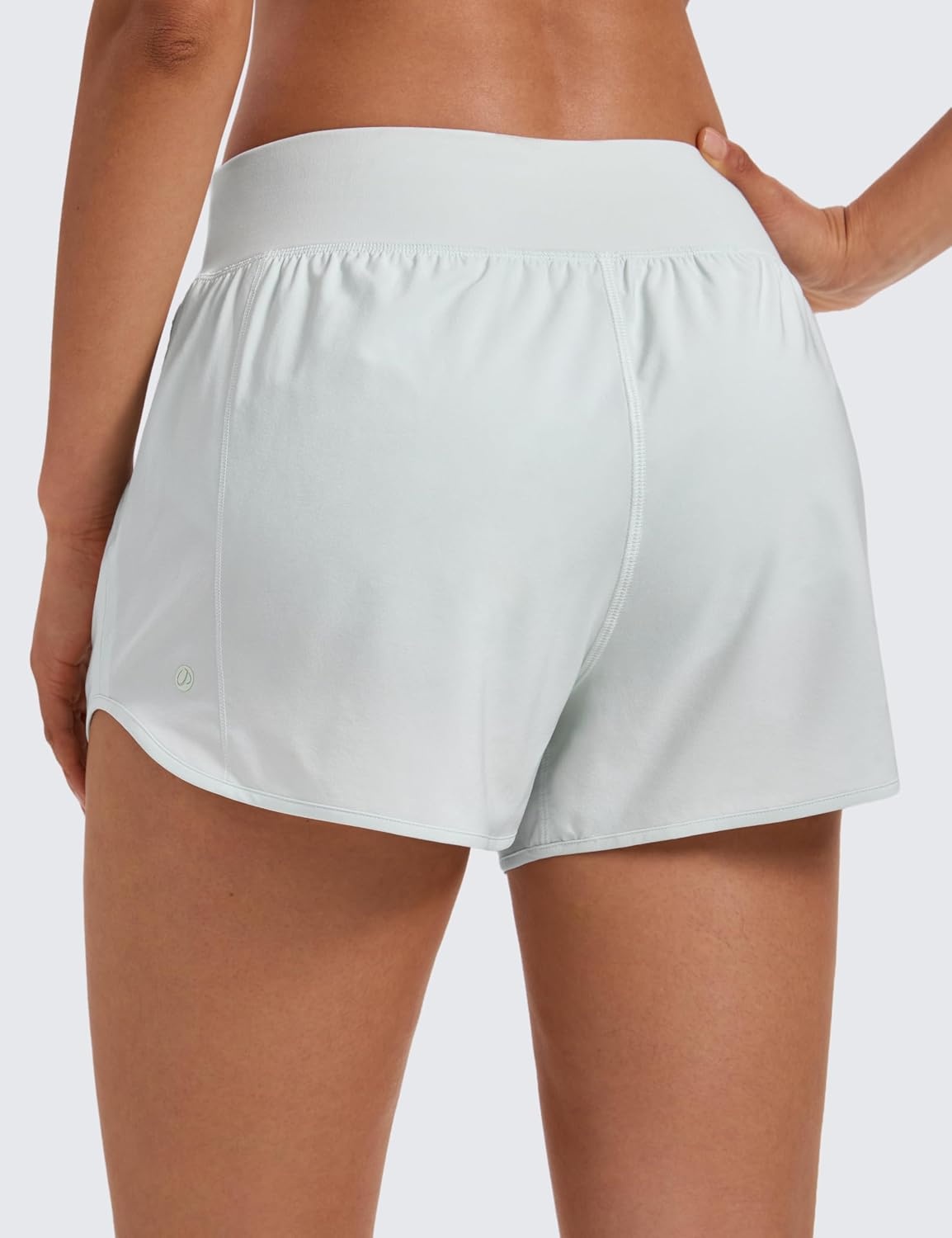 image:imageCRZ YOGA Mid Flat Waisted Running Shorts for Women 3 Mesh Liner Quick Dry for Workout Sport Athletic with Zipper PocketOcean Air
