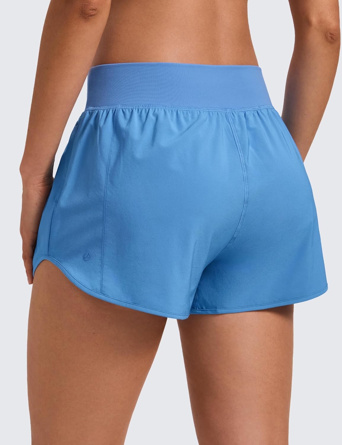 image:imageCRZ YOGA Mid Flat Waisted Running Shorts for Women 3 Mesh Liner Quick Dry for Workout Sport Athletic with Zipper PocketParty Blue