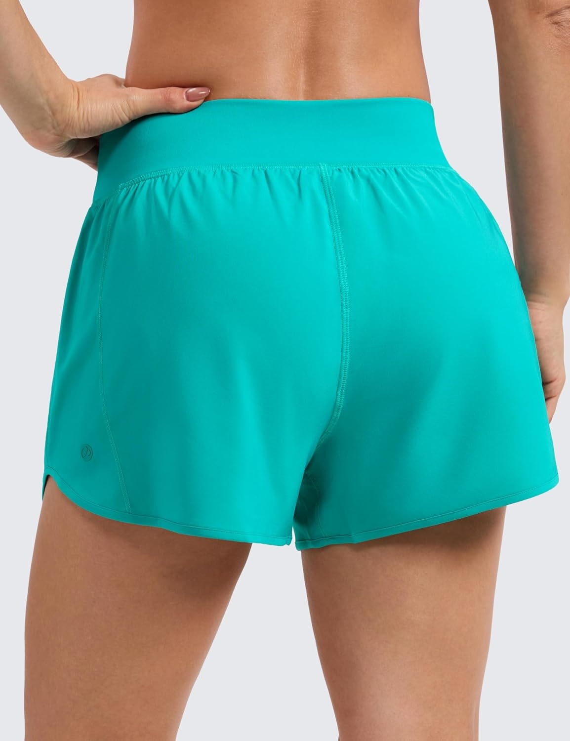 image:imageCRZ YOGA Mid Flat Waisted Running Shorts for Women 3 Mesh Liner Quick Dry for Workout Sport Athletic with Zipper PocketTropics Teal