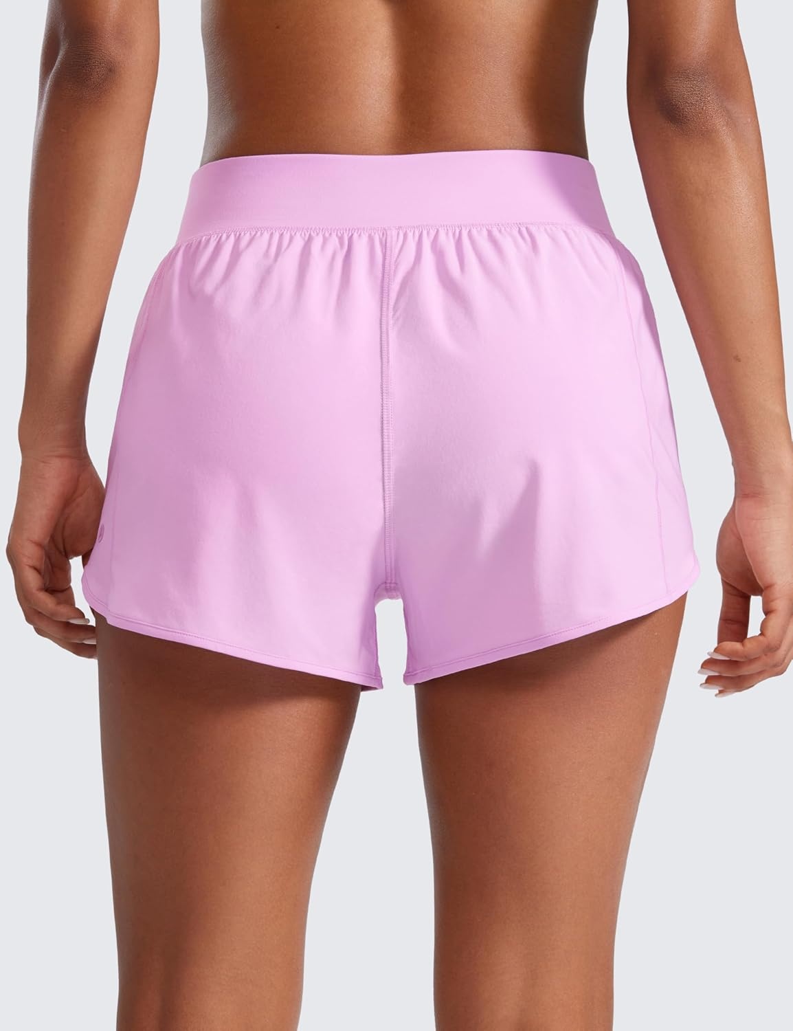 image:imageCRZ YOGA Mid Flat Waisted Running Shorts for Women 3 Mesh Liner Quick Dry for Workout Sport Athletic with Zipper PocketVita Pink