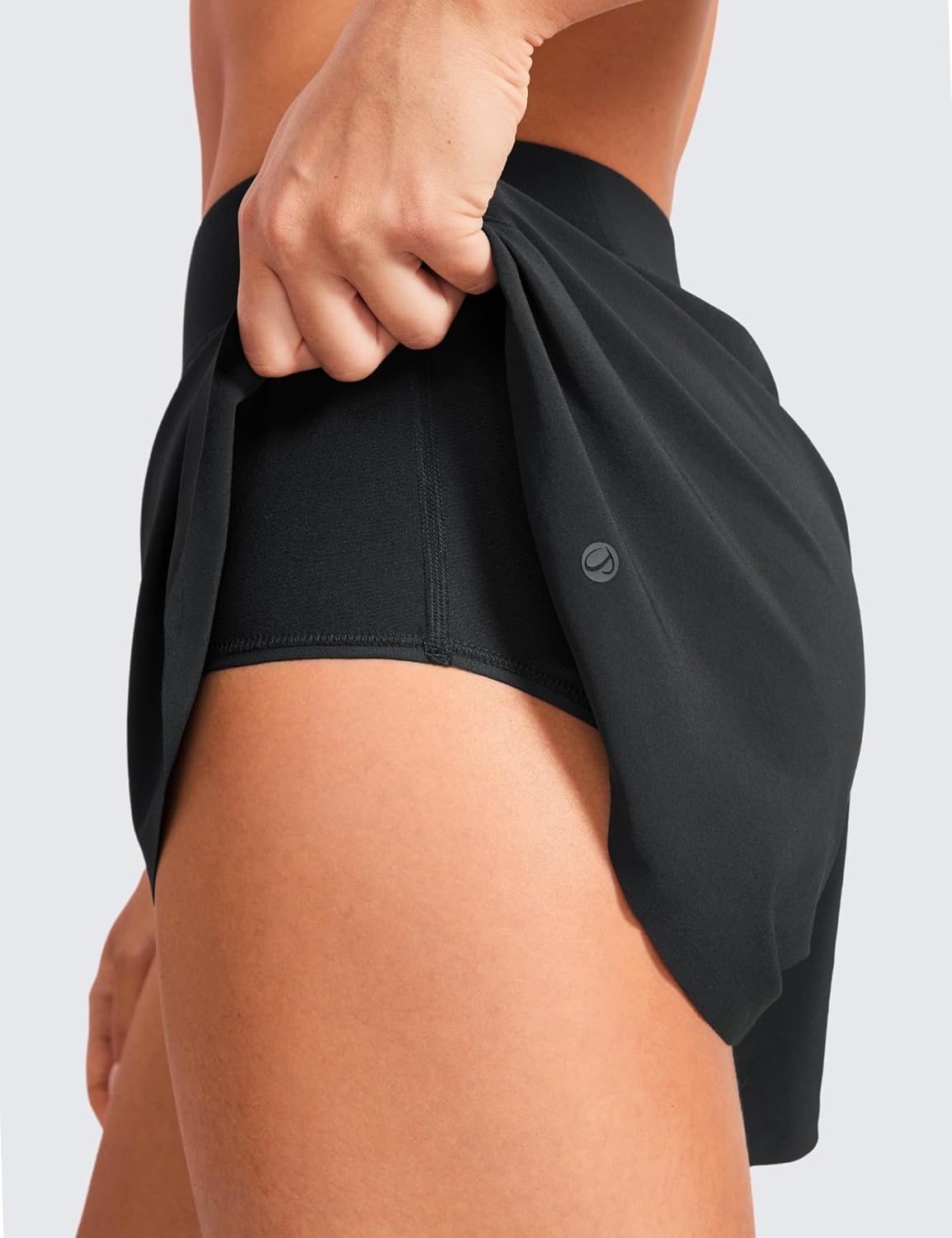 image:imageCRZ YOGA Mid Waisted Split Running Shorts for Women 4 Comfy Mesh Liner for Workout Athletic Gym Track Quick DryBlack