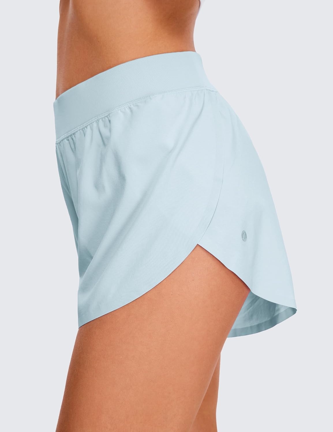 image:imageCRZ YOGA Mid Waisted Split Running Shorts for Women 4 Comfy Mesh Liner for Workout Athletic Gym Track Quick DryBlue Linen