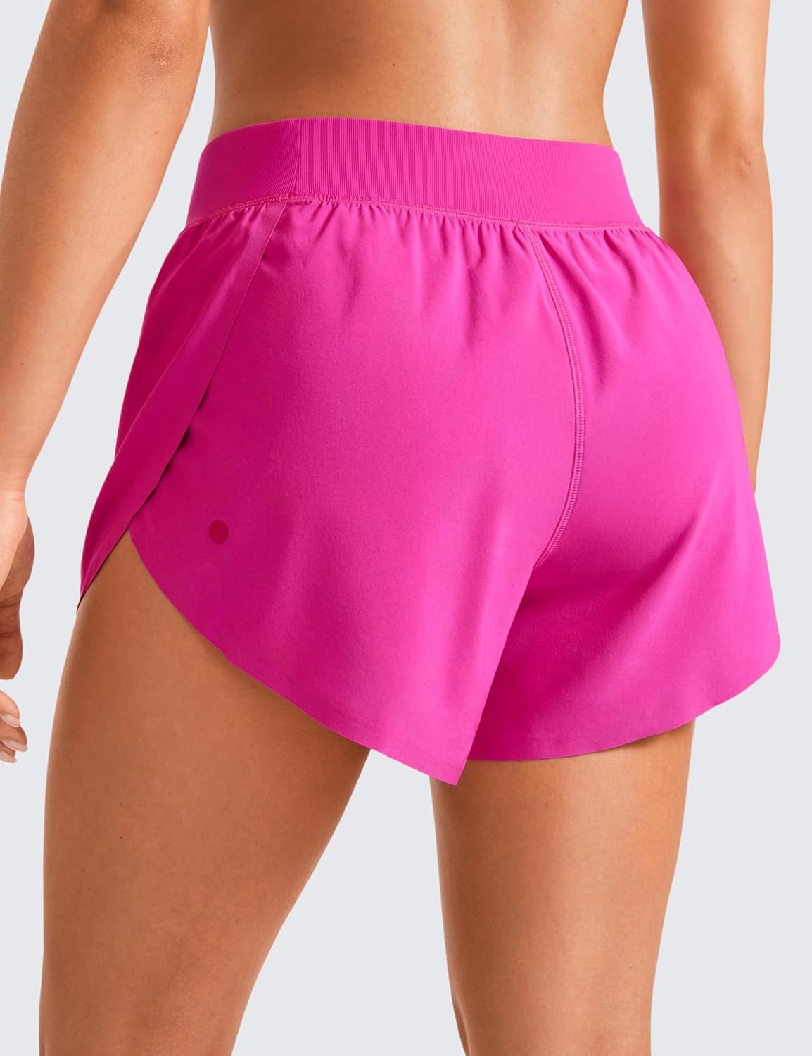 image:imageCRZ YOGA Mid Waisted Split Running Shorts for Women 4 Comfy Mesh Liner for Workout Athletic Gym Track Quick DryHibiscus Purple