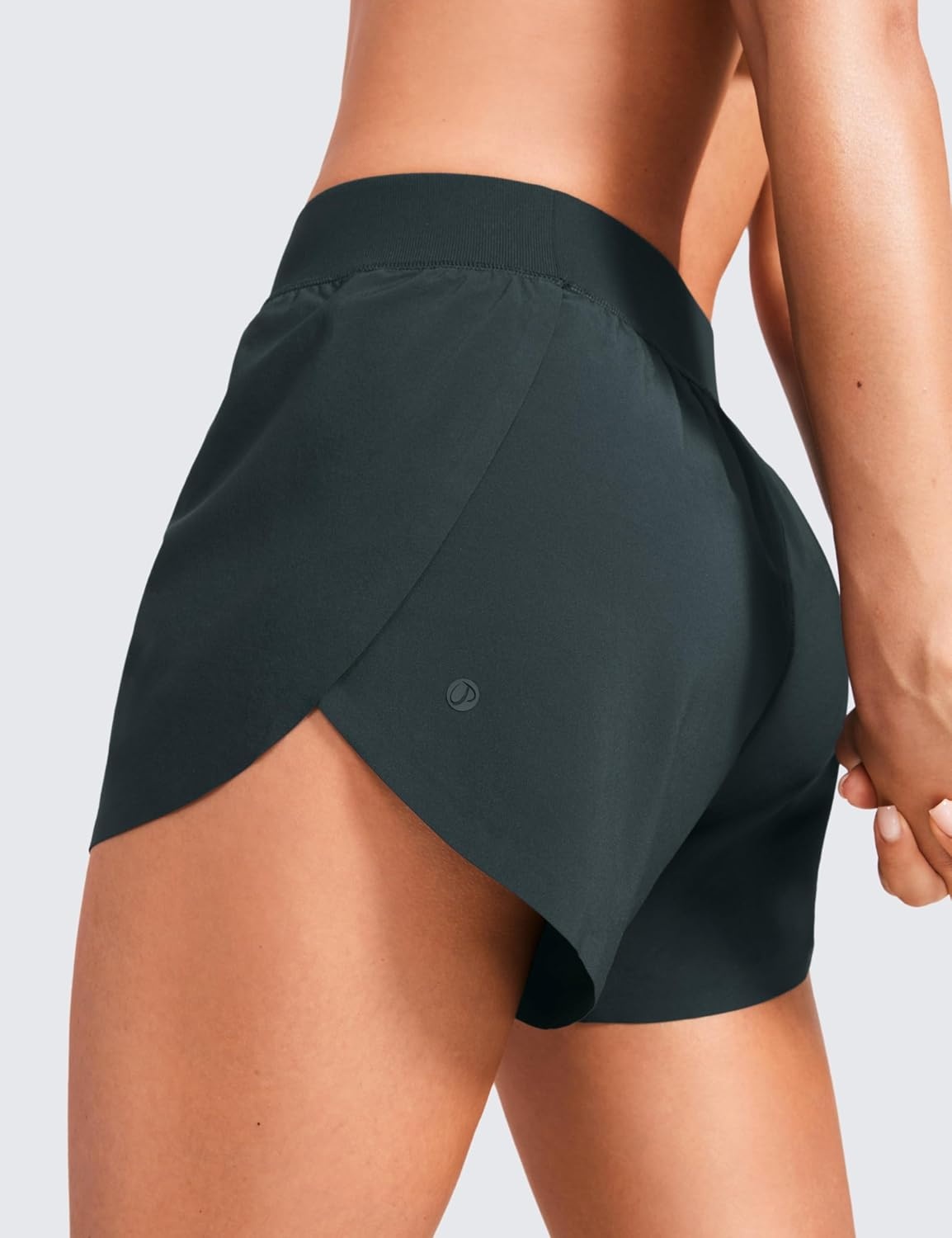 image:imageCRZ YOGA Mid Waisted Split Running Shorts for Women 4 Comfy Mesh Liner for Workout Athletic Gym Track Quick DryMelanite