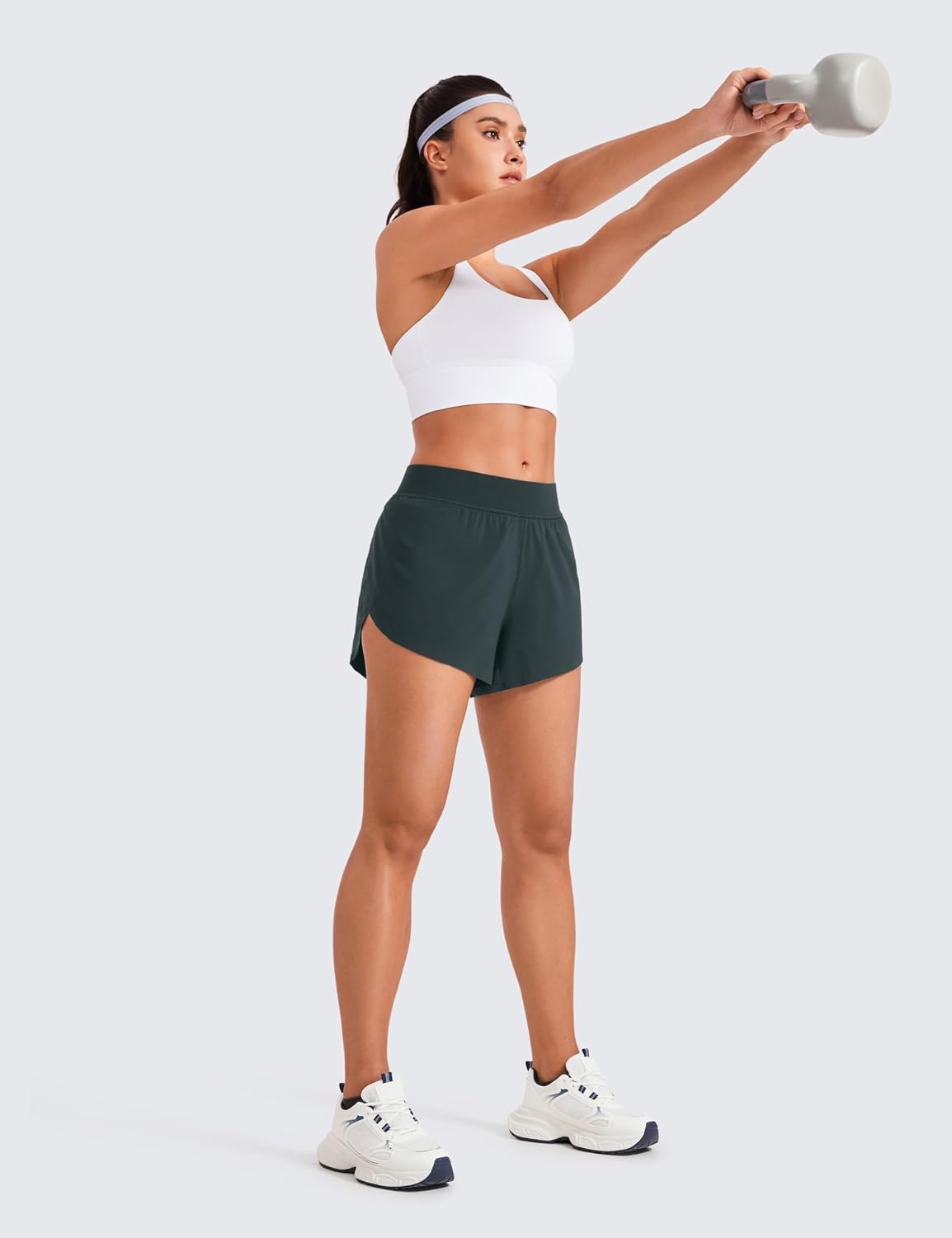 image:imageCRZ YOGA Mid Waisted Split Running Shorts for Women 4 Comfy Mesh Liner for Workout Athletic Gym Track Quick DryMelanite