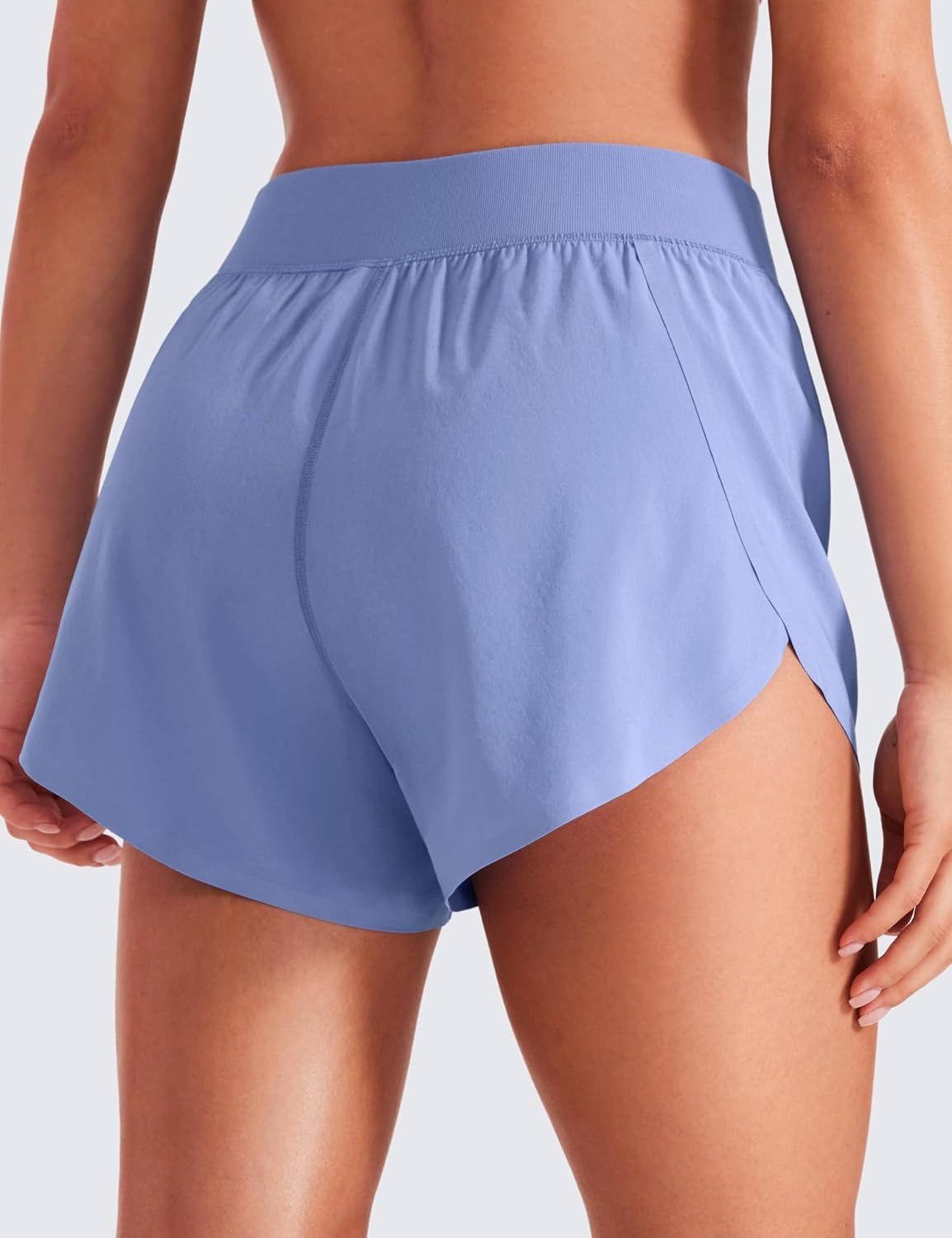 image:imageCRZ YOGA Mid Waisted Split Running Shorts for Women 4 Comfy Mesh Liner for Workout Athletic Gym Track Quick DryPeriwinkle Purple