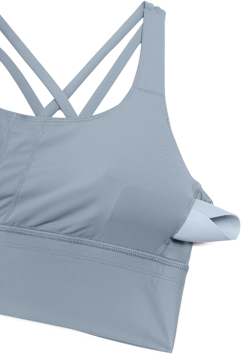 image:imageCRZ YOGA Naked Feeling Strappy Longline Sports Bras for Women Medium Impact Criss Cross Yoga Padded Workout Crop TopBelgian Blue