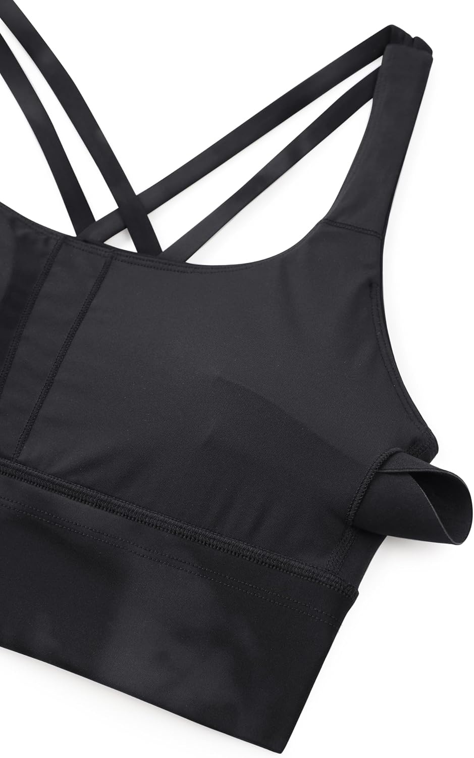 image:imageCRZ YOGA Naked Feeling Strappy Longline Sports Bras for Women Medium Impact Criss Cross Yoga Padded Workout Crop TopBlack Tie Dye Flowers