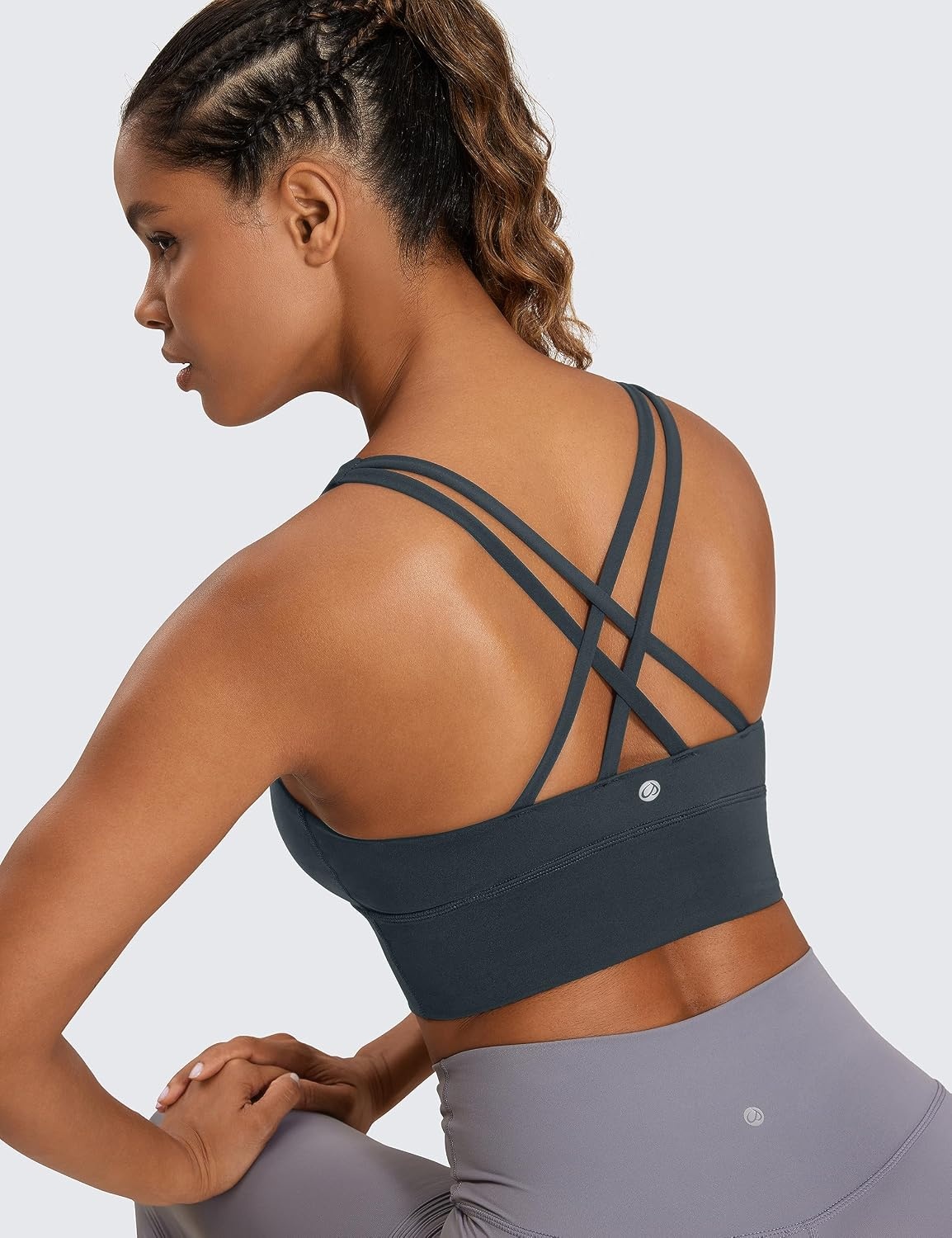 image:imageCRZ YOGA Naked Feeling Strappy Longline Sports Bras for Women Medium Impact Criss Cross Yoga Padded Workout Crop TopMelanite