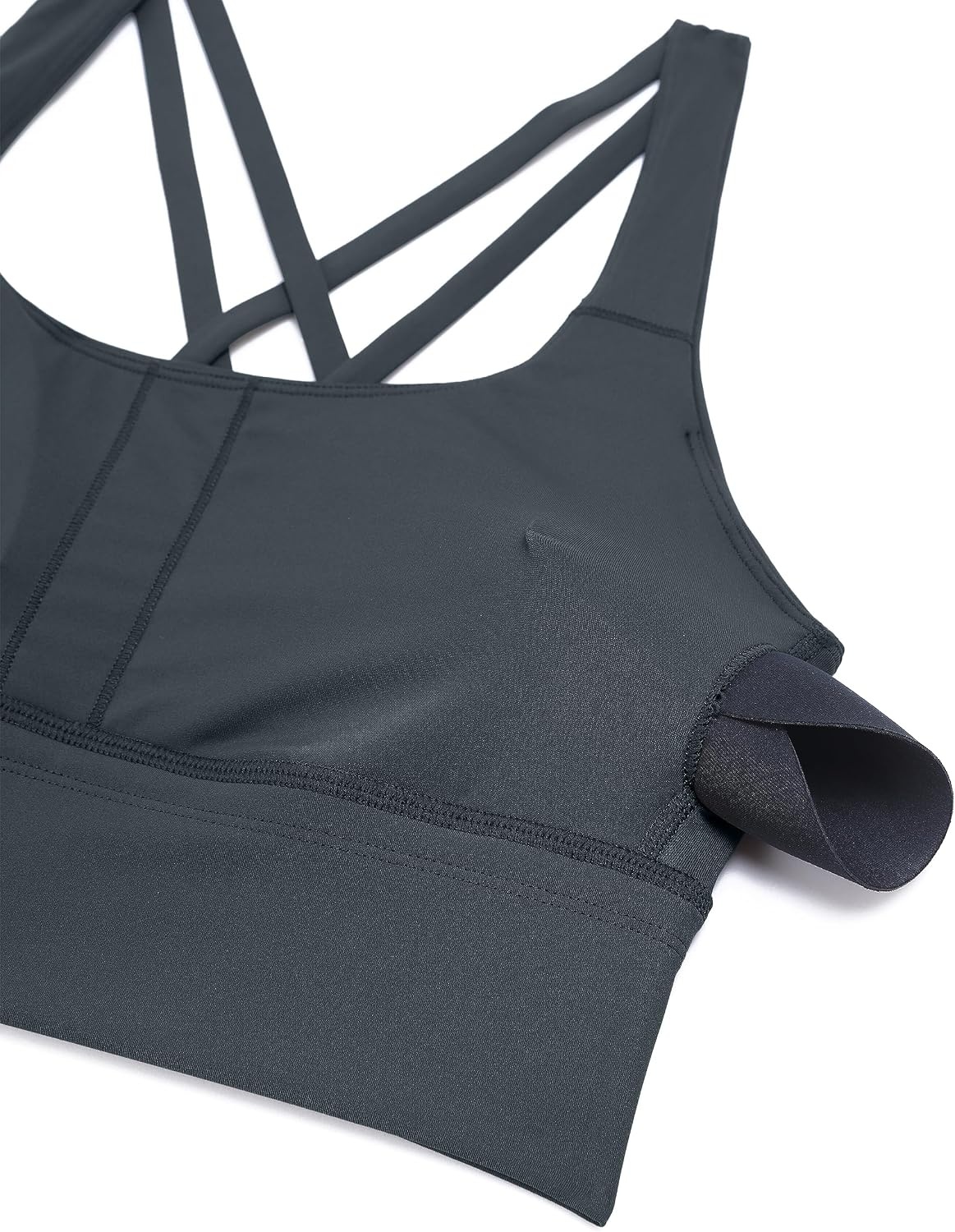 image:imageCRZ YOGA Naked Feeling Strappy Longline Sports Bras for Women Medium Impact Criss Cross Yoga Padded Workout Crop TopMelanite
