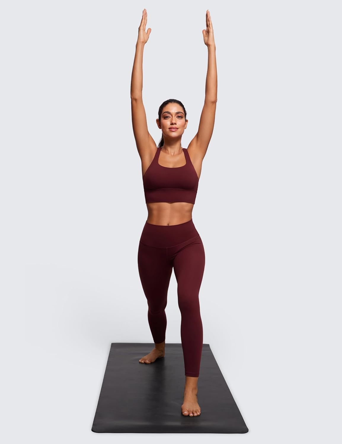 image:imageCRZ YOGA Naked Feeling Strappy Longline Sports Bras for Women Medium Impact Criss Cross Yoga Padded Workout Crop TopRed Merlot