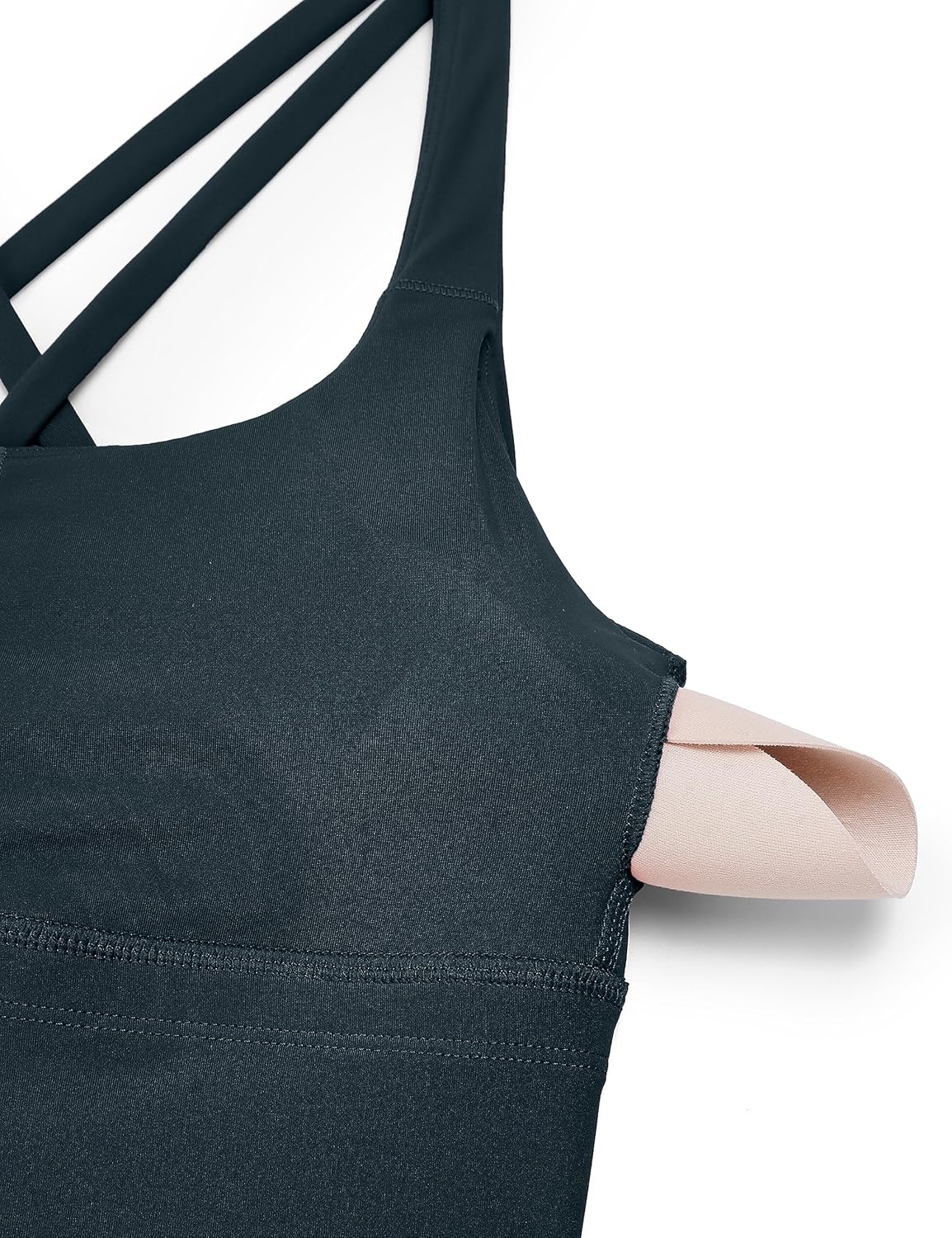 image:imageCRZ YOGA Naked Feeling Strappy Longline Sports Bras for Women Medium Impact Criss Cross Yoga Padded Workout Crop TopTrue Navy