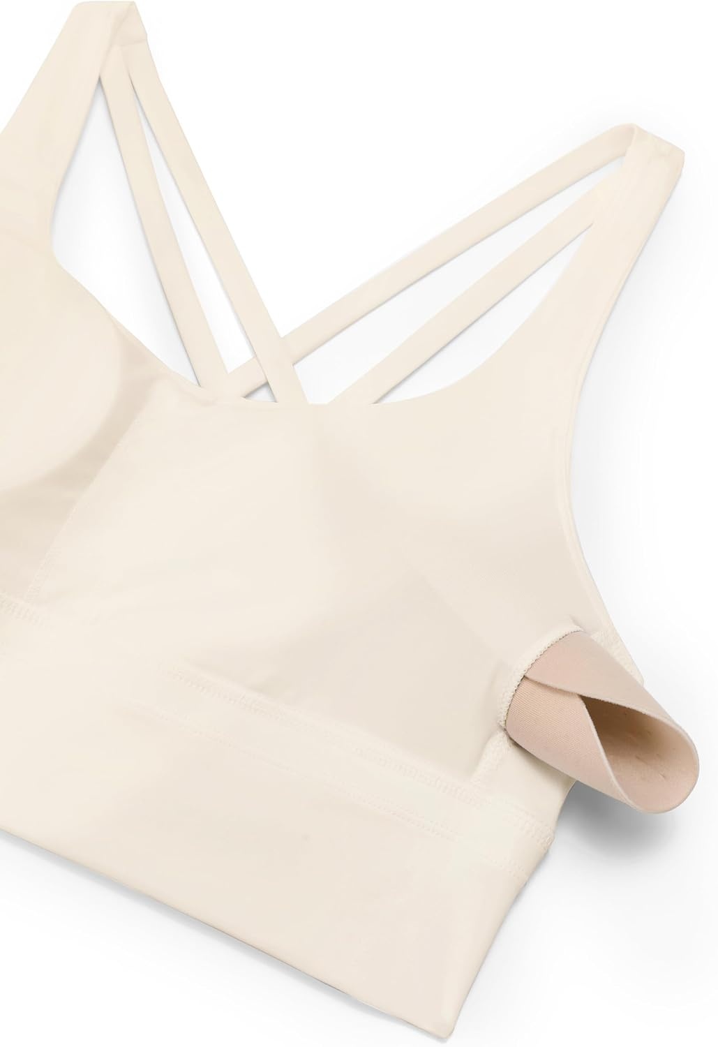 image:imageCRZ YOGA Naked Feeling Strappy Longline Sports Bras for Women Medium Impact Criss Cross Yoga Padded Workout Crop TopWhite Apricot