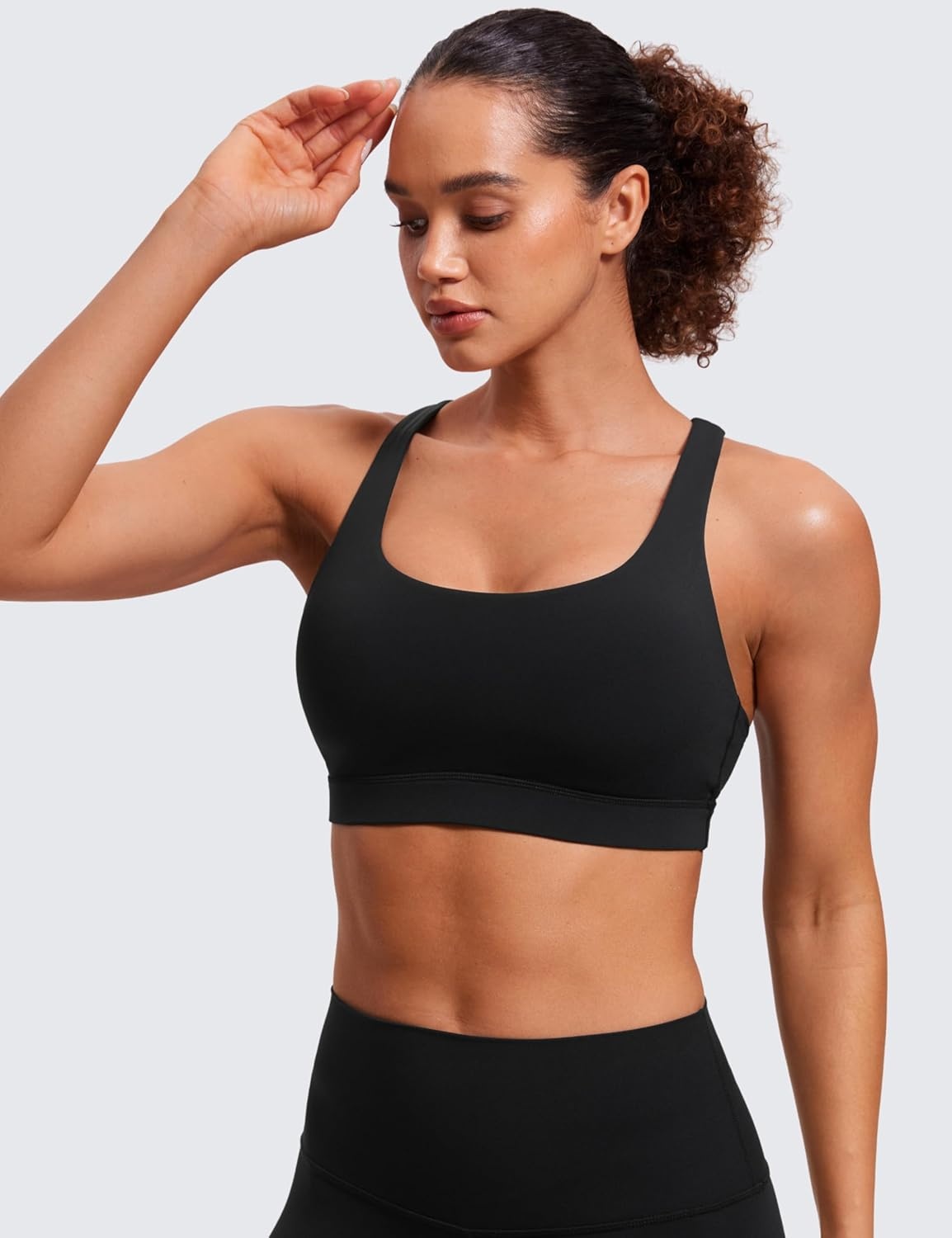 image:imageCRZ YOGA Naked Feeling Strappy Padded Sports Bras for Women Fitness Workout Top Criss Cross Back Yoga CamiBlack