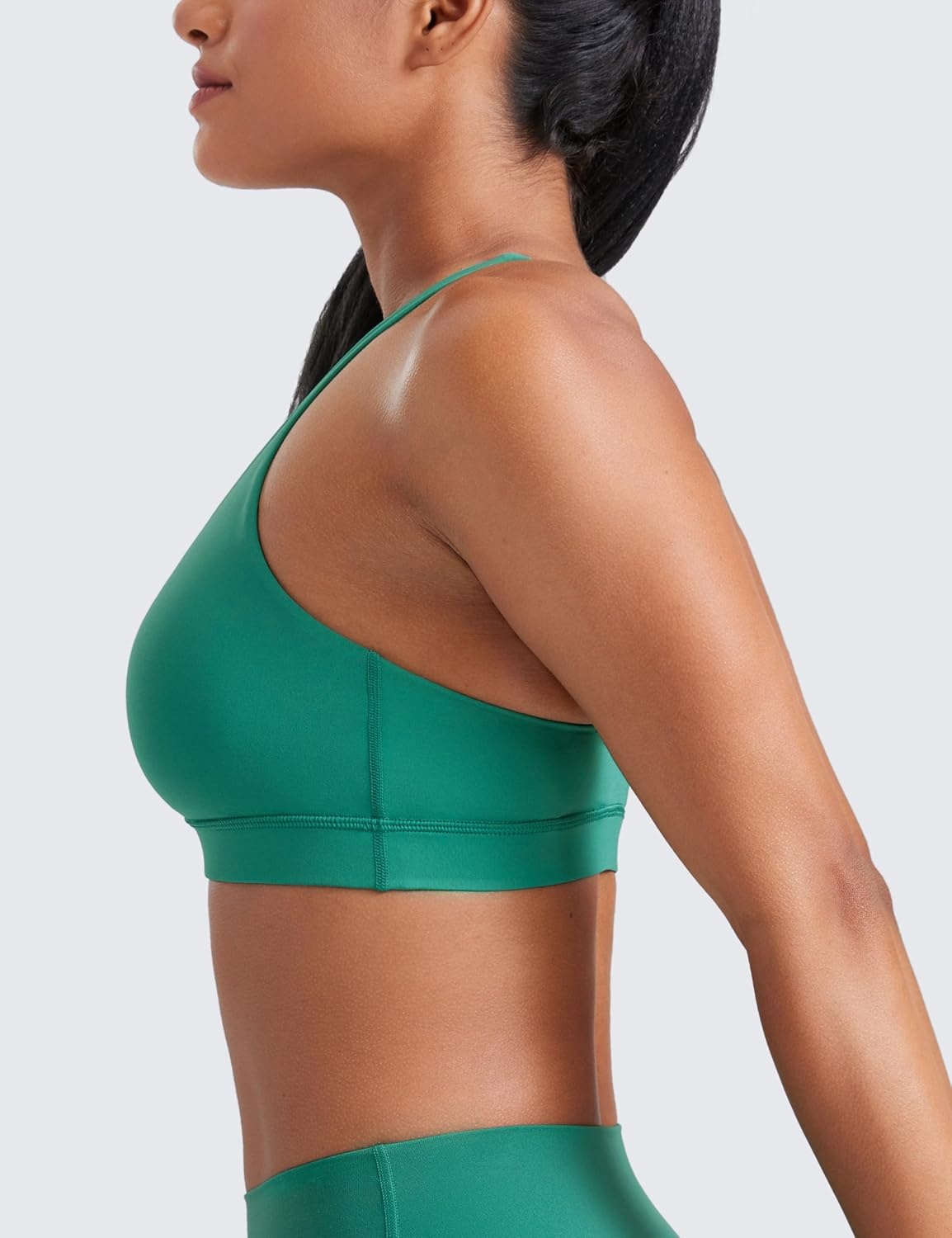 image:imageCRZ YOGA Naked Feeling Strappy Padded Sports Bras for Women Fitness Workout Top Criss Cross Back Yoga CamiCascadia Green