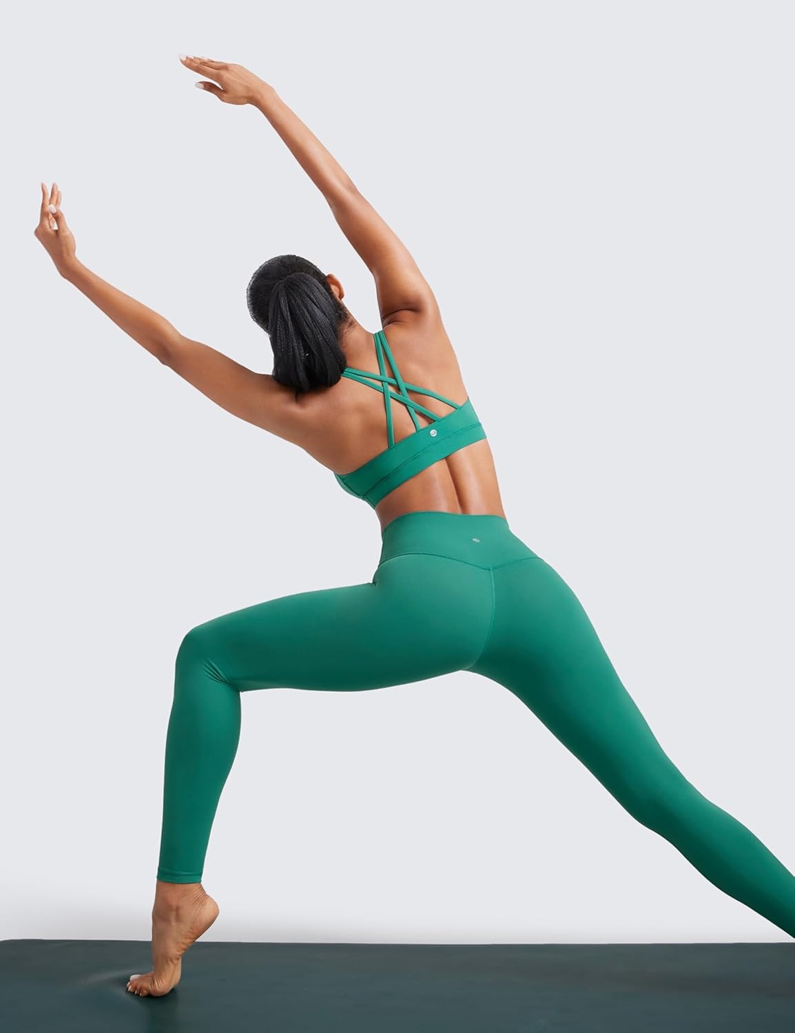 image:imageCRZ YOGA Naked Feeling Strappy Padded Sports Bras for Women Fitness Workout Top Criss Cross Back Yoga CamiCascadia Green