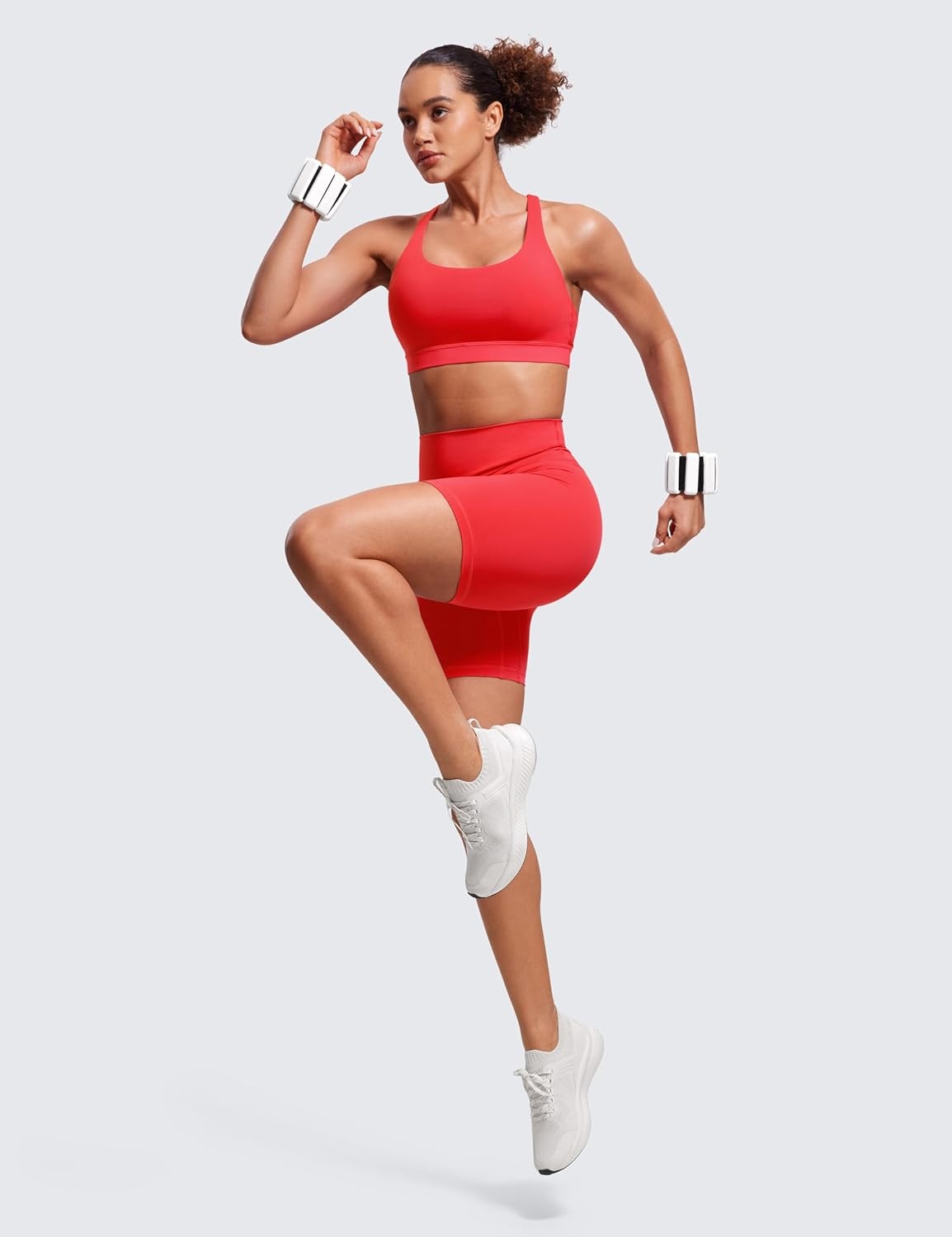 image:imageCRZ YOGA Naked Feeling Strappy Padded Sports Bras for Women Fitness Workout Top Criss Cross Back Yoga CamiCrimson