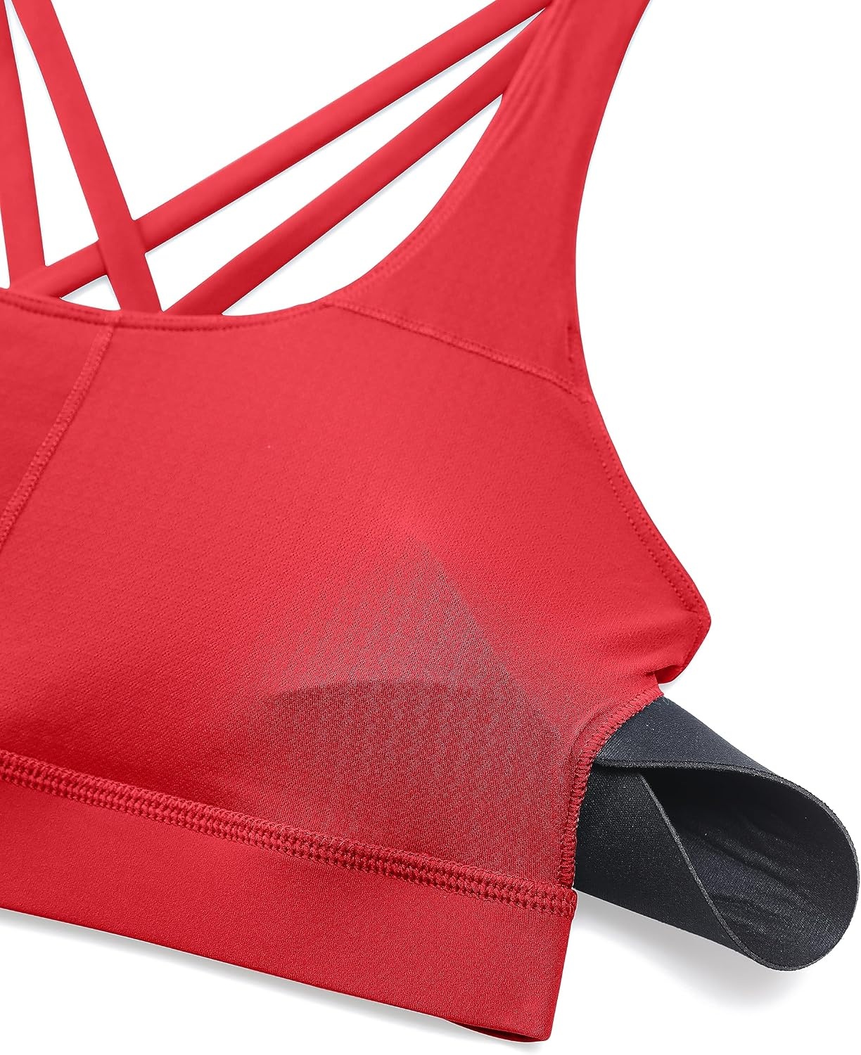 image:imageCRZ YOGA Naked Feeling Strappy Padded Sports Bras for Women Fitness Workout Top Criss Cross Back Yoga CamiCrimson