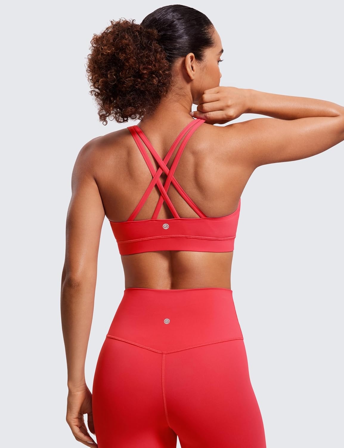 image:imageCRZ YOGA Naked Feeling Strappy Padded Sports Bras for Women Fitness Workout Top Criss Cross Back Yoga CamiCrimson