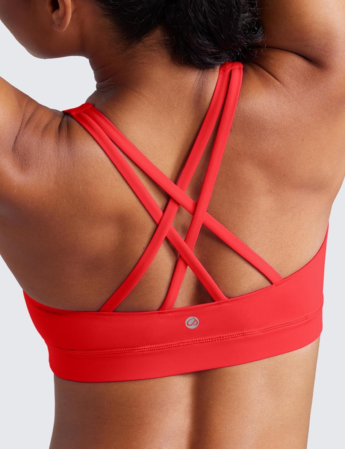 image:imageCRZ YOGA Naked Feeling Strappy Padded Sports Bras for Women Fitness Workout Top Criss Cross Back Yoga CamiDeep Red