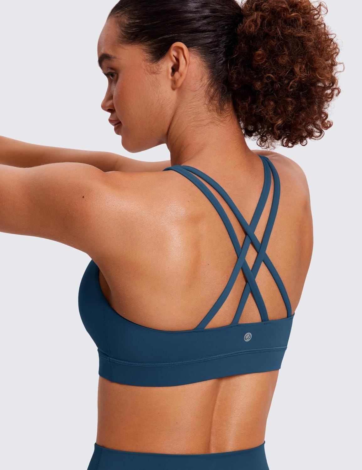 image:imageCRZ YOGA Naked Feeling Strappy Padded Sports Bras for Women Fitness Workout Top Criss Cross Back Yoga CamiFrench Navy