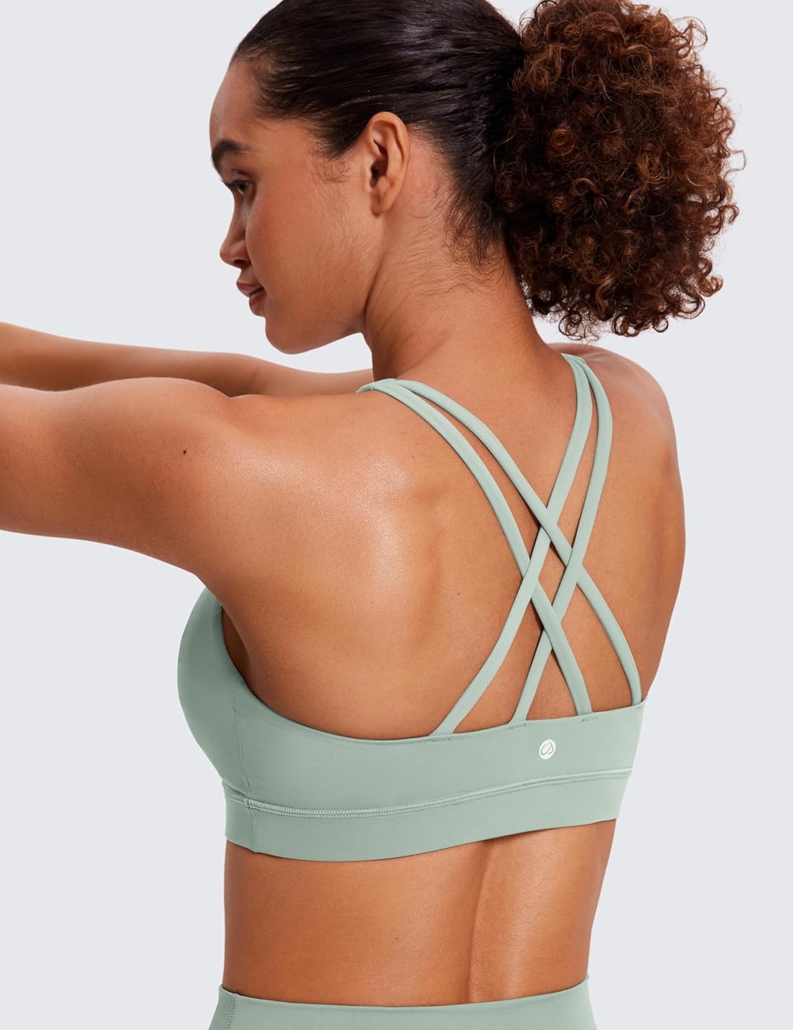 image:imageCRZ YOGA Naked Feeling Strappy Padded Sports Bras for Women Fitness Workout Top Criss Cross Back Yoga CamiGreen Palm Court