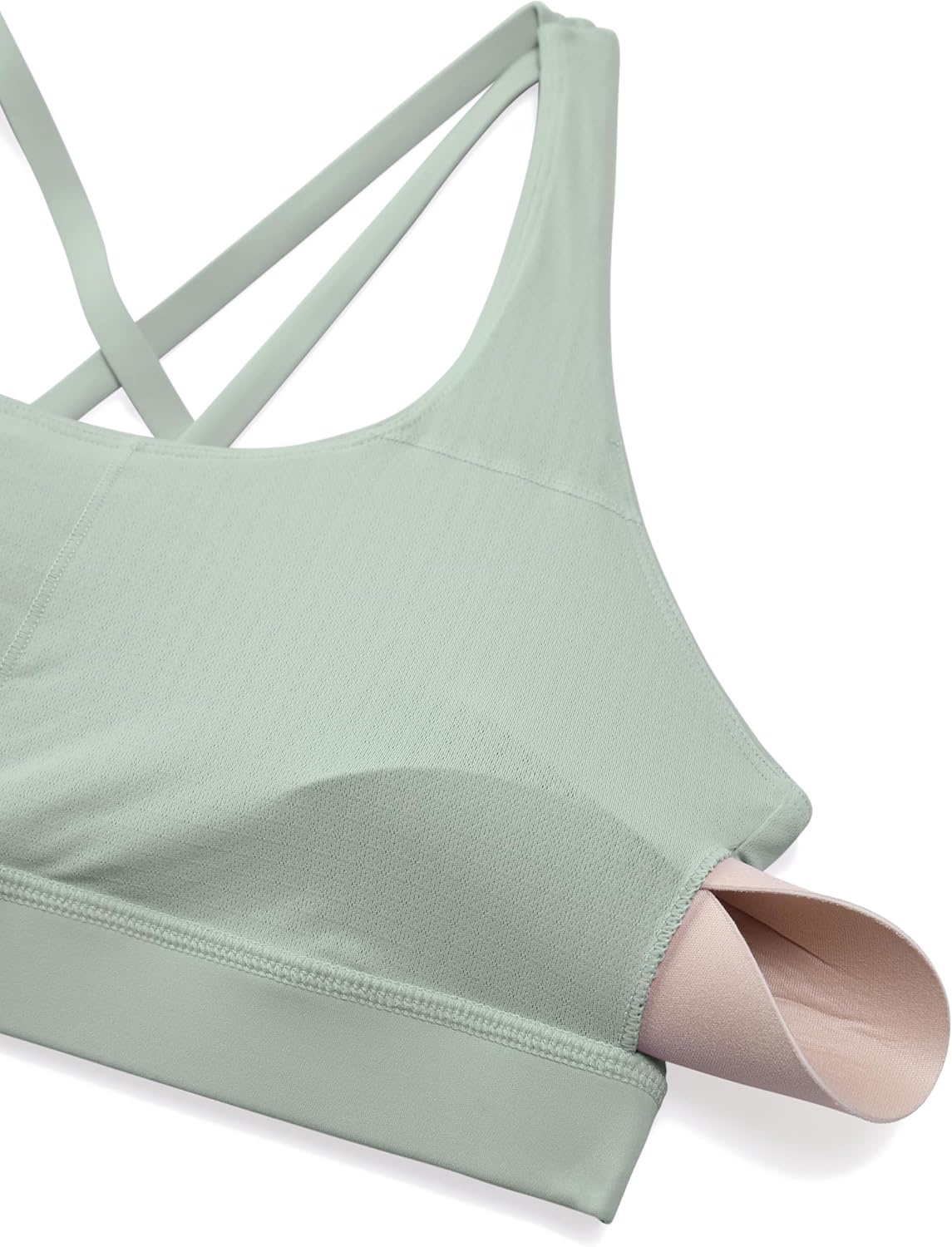 image:imageCRZ YOGA Naked Feeling Strappy Padded Sports Bras for Women Fitness Workout Top Criss Cross Back Yoga CamiGreen Palm Court