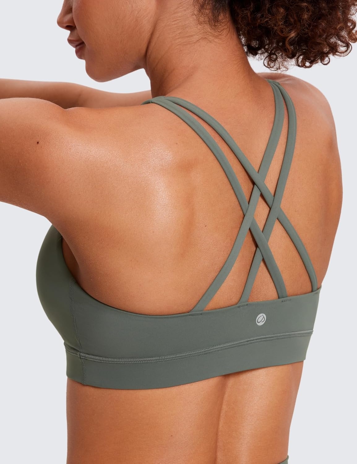 image:imageCRZ YOGA Naked Feeling Strappy Padded Sports Bras for Women Fitness Workout Top Criss Cross Back Yoga CamiGrey Sage
