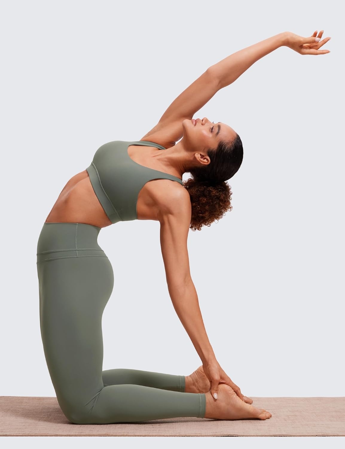 image:imageCRZ YOGA Naked Feeling Strappy Padded Sports Bras for Women Fitness Workout Top Criss Cross Back Yoga CamiGrey Sage