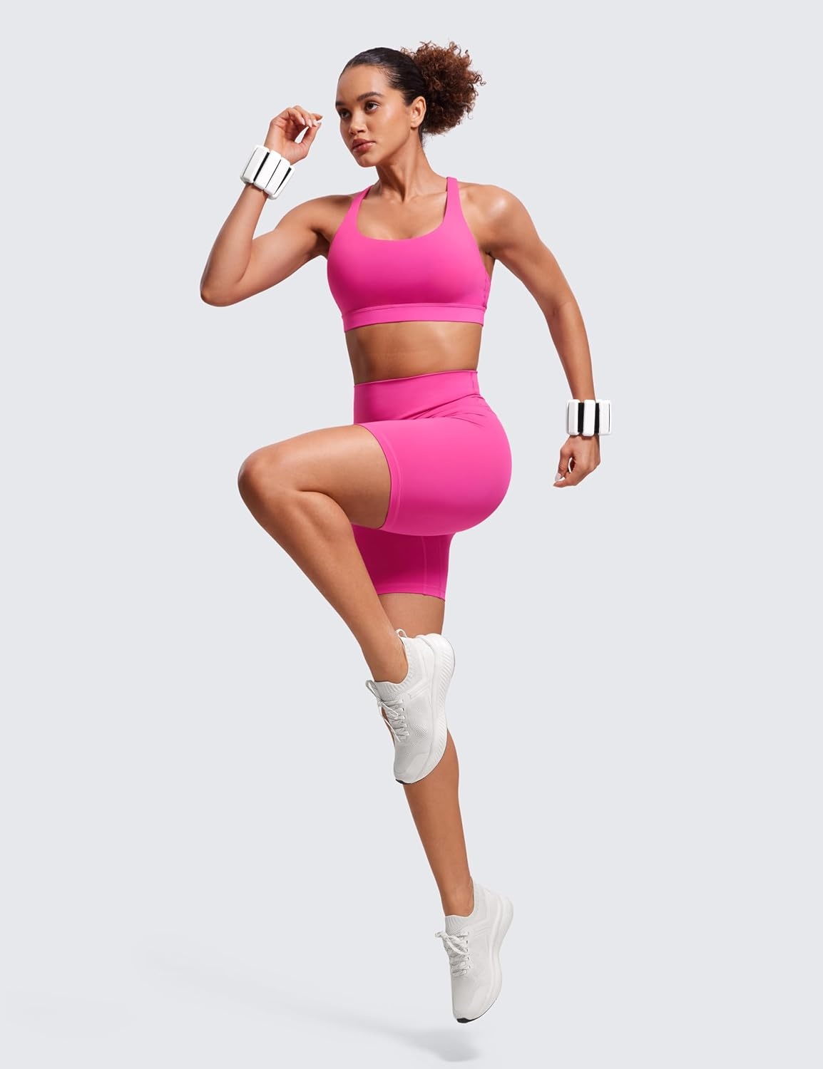 image:imageCRZ YOGA Naked Feeling Strappy Padded Sports Bras for Women Fitness Workout Top Criss Cross Back Yoga CamiHibiscus Purple