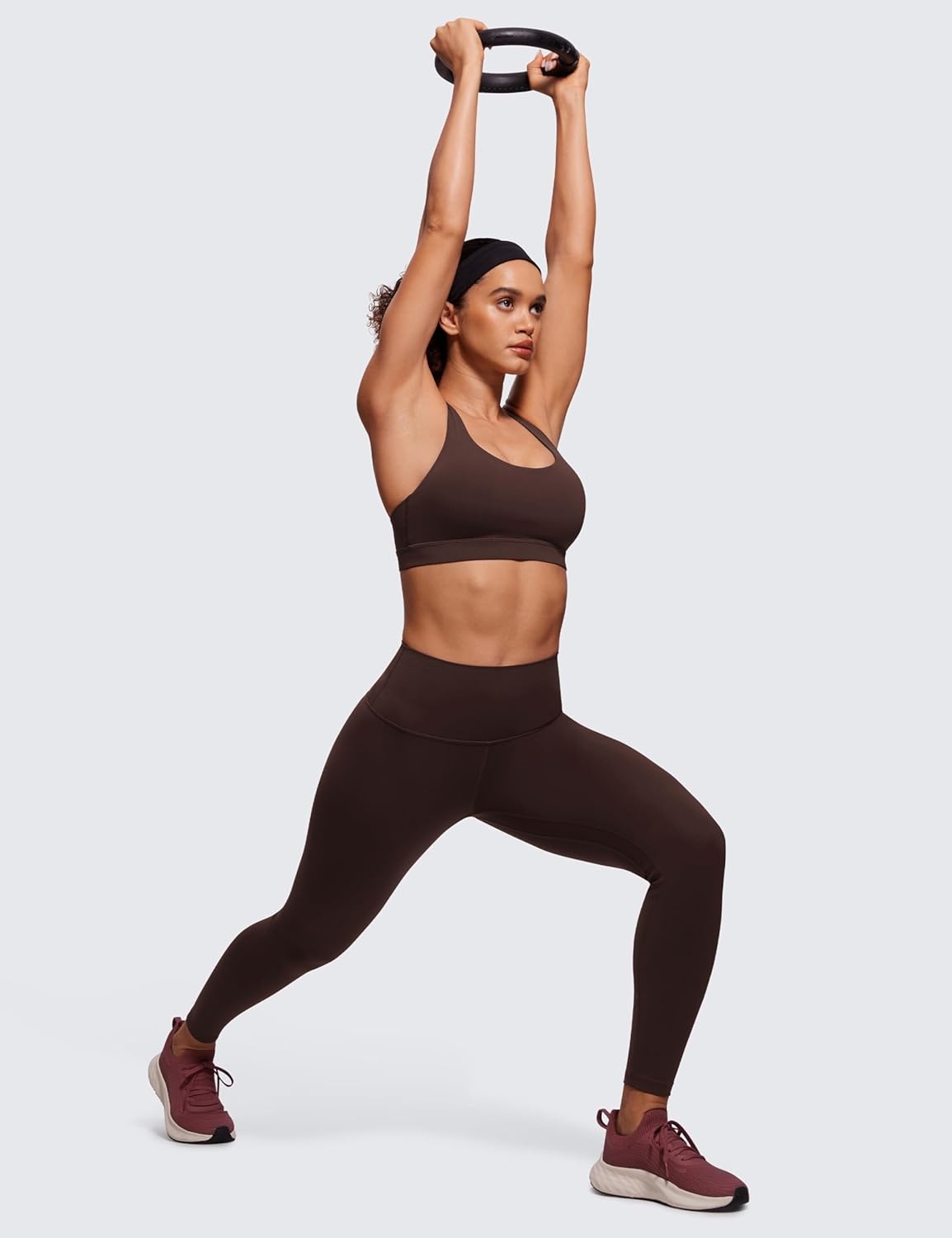 image:imageCRZ YOGA Naked Feeling Strappy Padded Sports Bras for Women Fitness Workout Top Criss Cross Back Yoga CamiHot Fudge Brown