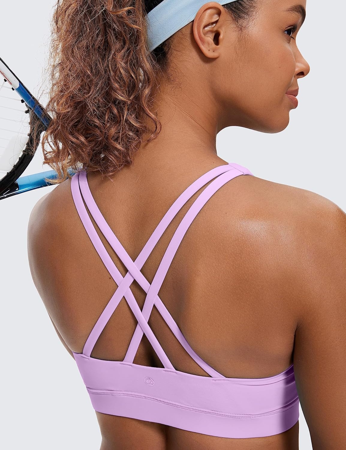 image:imageCRZ YOGA Naked Feeling Strappy Padded Sports Bras for Women Fitness Workout Top Criss Cross Back Yoga CamiLilac