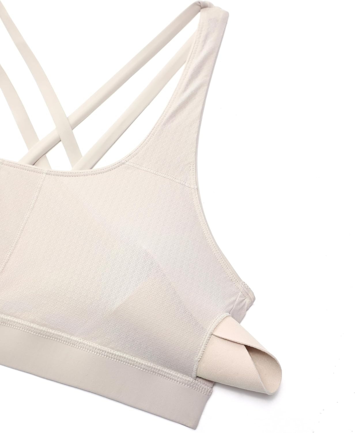 image:imageCRZ YOGA Naked Feeling Strappy Padded Sports Bras for Women Fitness Workout Top Criss Cross Back Yoga CamiMojave Tan
