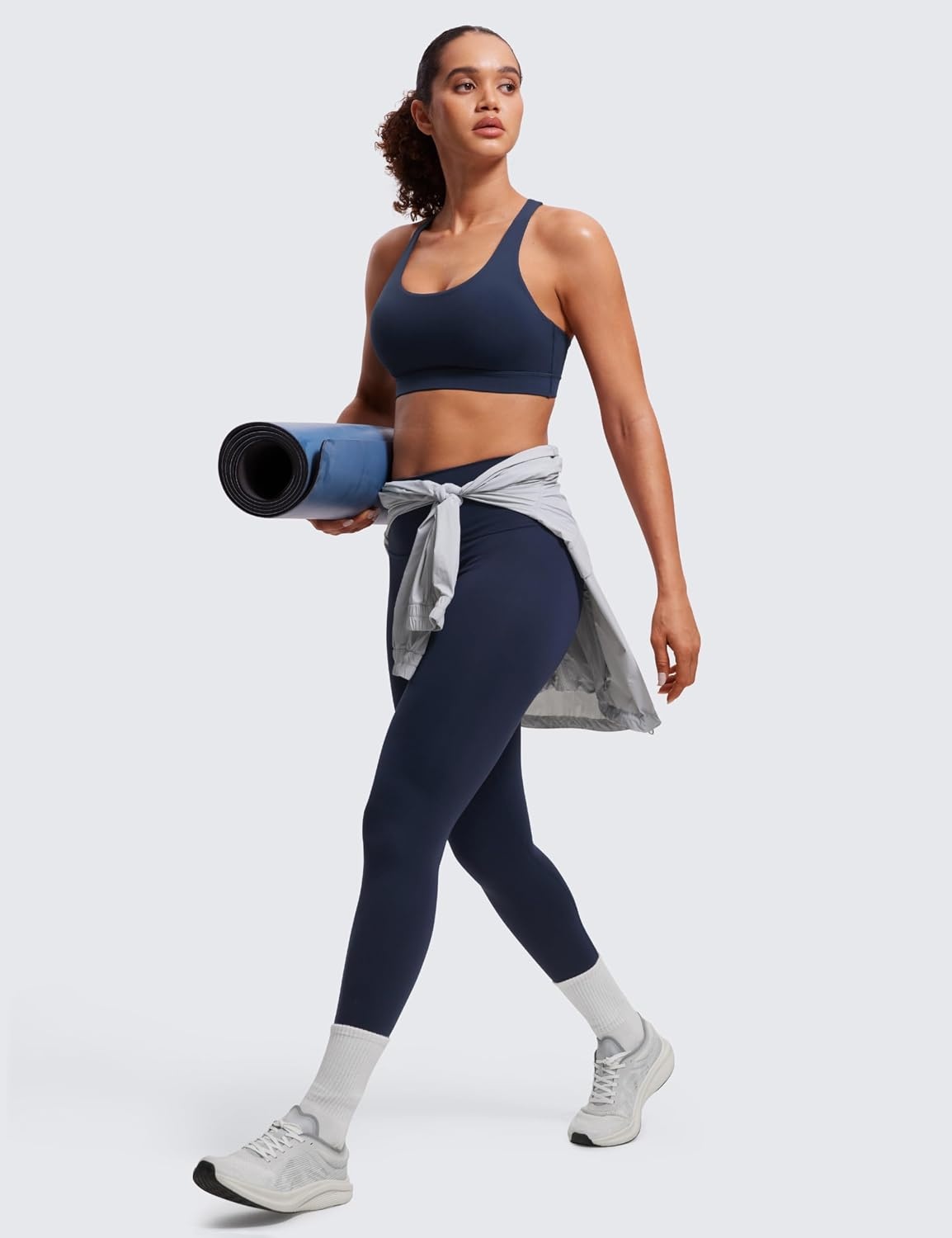 image:imageCRZ YOGA Naked Feeling Strappy Padded Sports Bras for Women Fitness Workout Top Criss Cross Back Yoga CamiNavy
