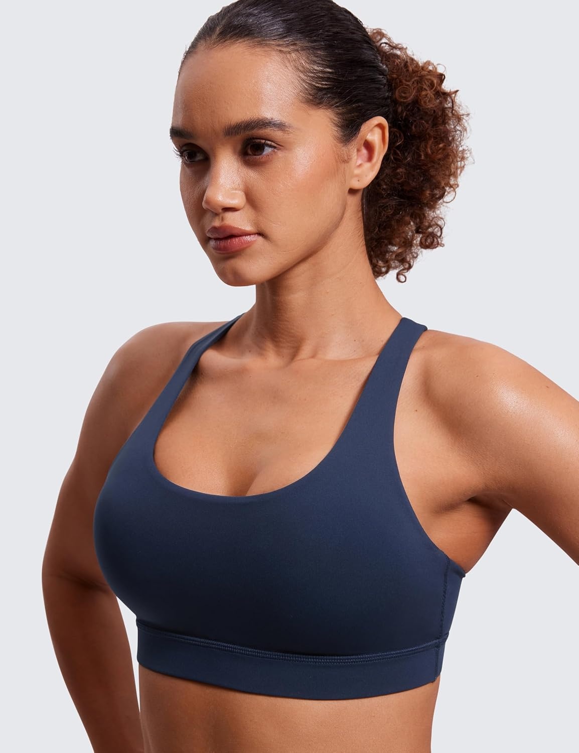 image:imageCRZ YOGA Naked Feeling Strappy Padded Sports Bras for Women Fitness Workout Top Criss Cross Back Yoga CamiNavy