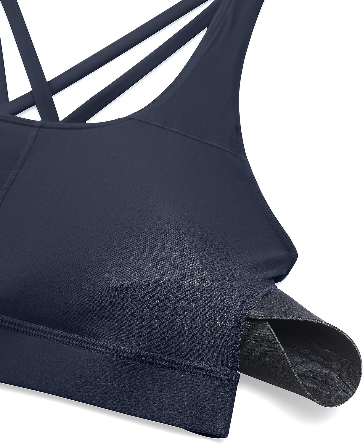 image:imageCRZ YOGA Naked Feeling Strappy Padded Sports Bras for Women Fitness Workout Top Criss Cross Back Yoga CamiNavy