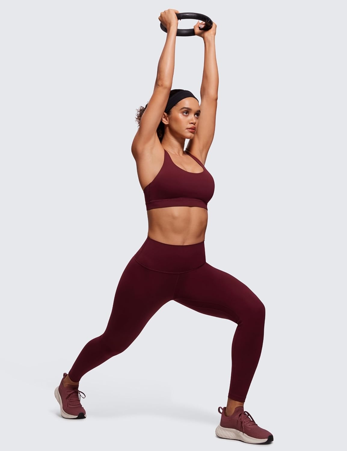 image:imageCRZ YOGA Naked Feeling Strappy Padded Sports Bras for Women Fitness Workout Top Criss Cross Back Yoga CamiRed Merlot