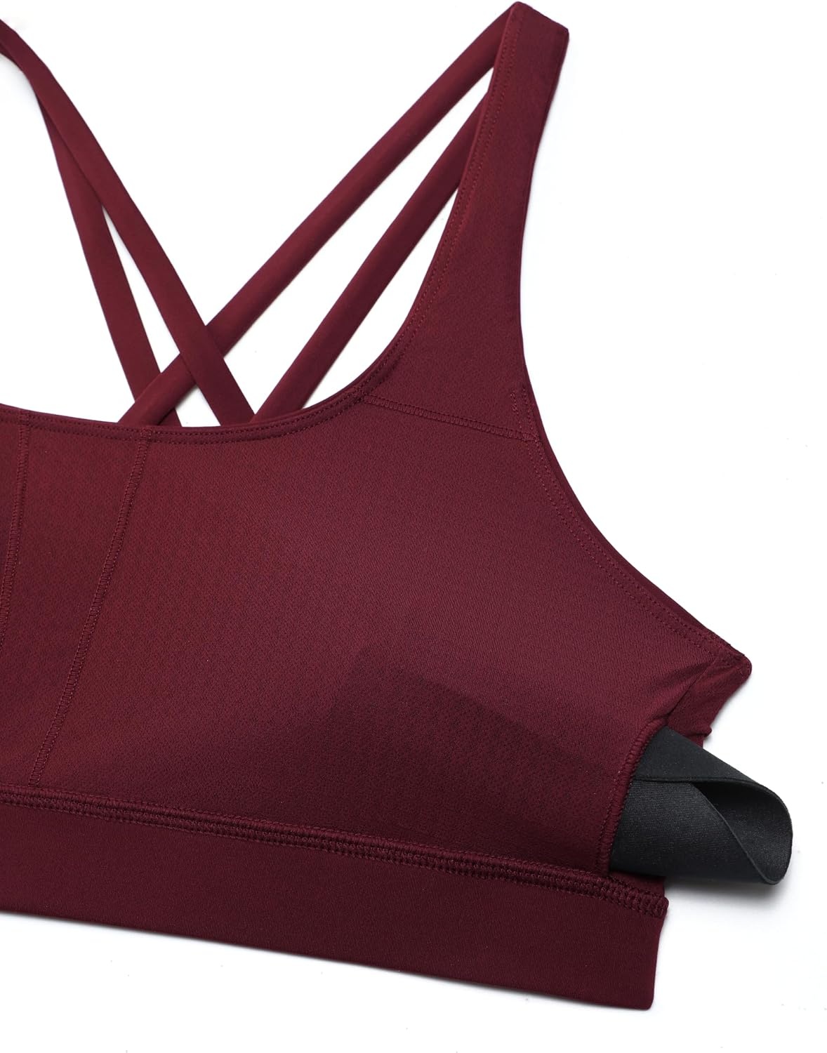 image:imageCRZ YOGA Naked Feeling Strappy Padded Sports Bras for Women Fitness Workout Top Criss Cross Back Yoga CamiRed Merlot