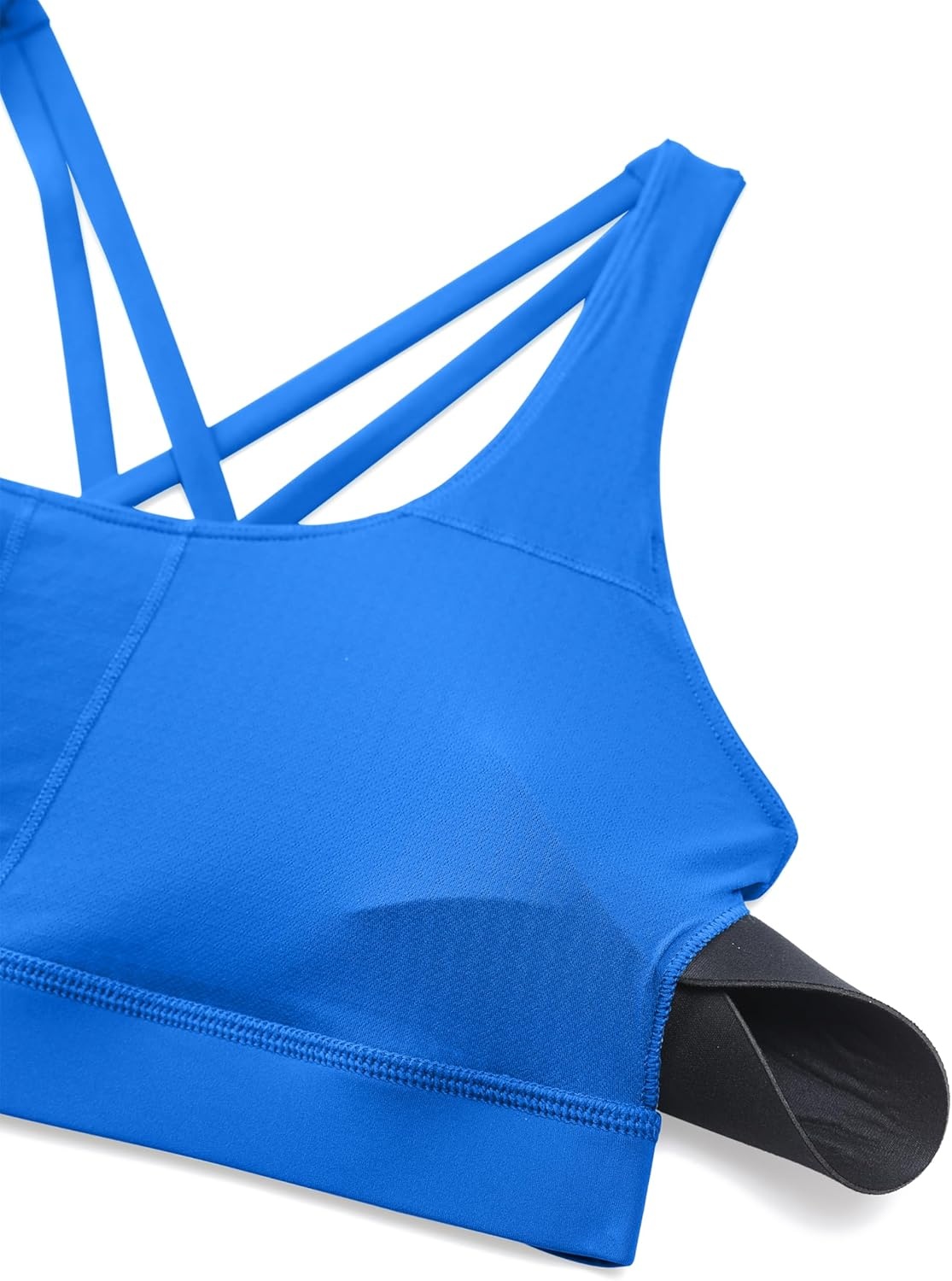 image:imageCRZ YOGA Naked Feeling Strappy Padded Sports Bras for Women Fitness Workout Top Criss Cross Back Yoga CamiSparkle Blue