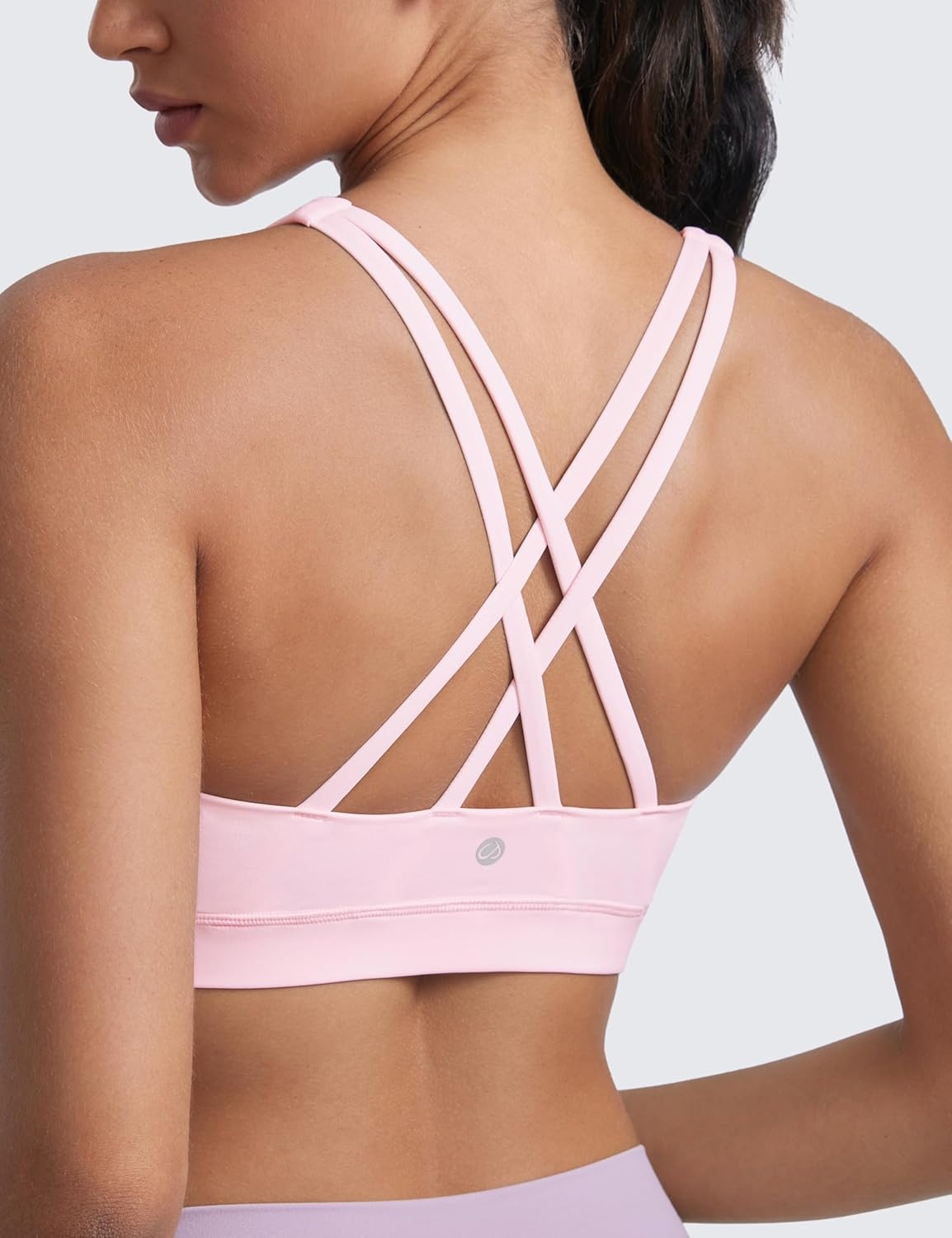 image:imageCRZ YOGA Naked Feeling Strappy Padded Sports Bras for Women Fitness Workout Top Criss Cross Back Yoga CamiStrawberry Pink