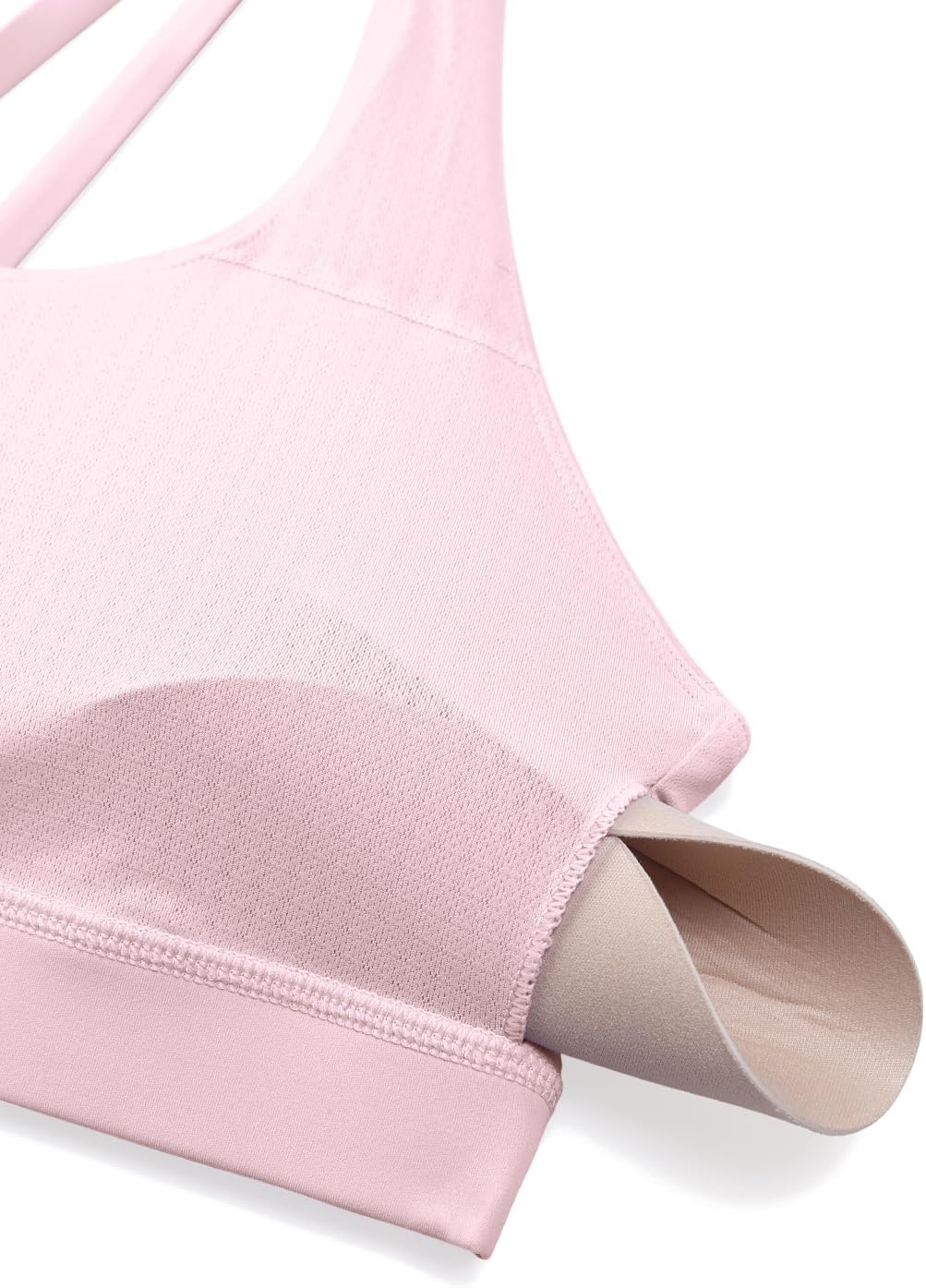 image:imageCRZ YOGA Naked Feeling Strappy Padded Sports Bras for Women Fitness Workout Top Criss Cross Back Yoga CamiStrawberry Pink
