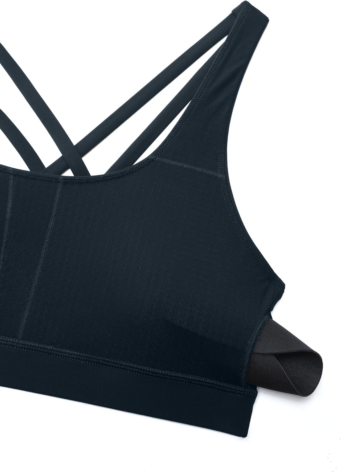 image:imageCRZ YOGA Naked Feeling Strappy Padded Sports Bras for Women Fitness Workout Top Criss Cross Back Yoga CamiTrue Navy