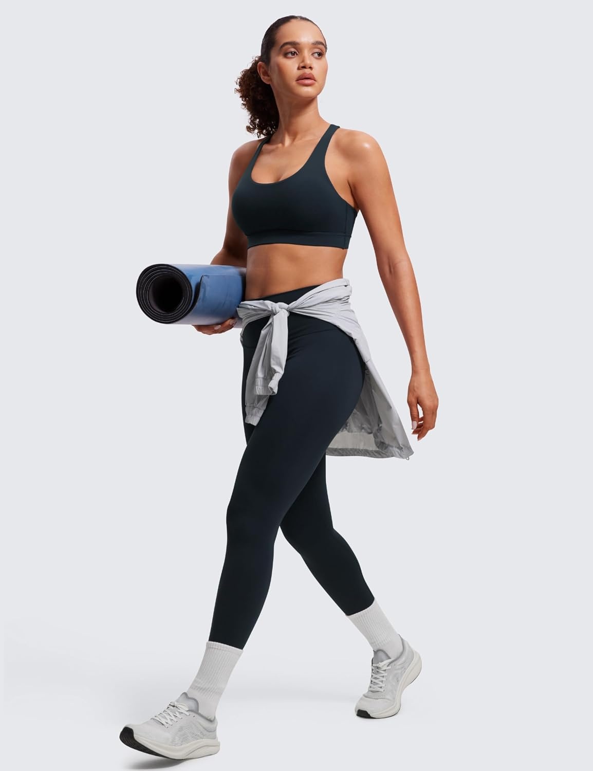 image:imageCRZ YOGA Naked Feeling Strappy Padded Sports Bras for Women Fitness Workout Top Criss Cross Back Yoga CamiTrue Navy