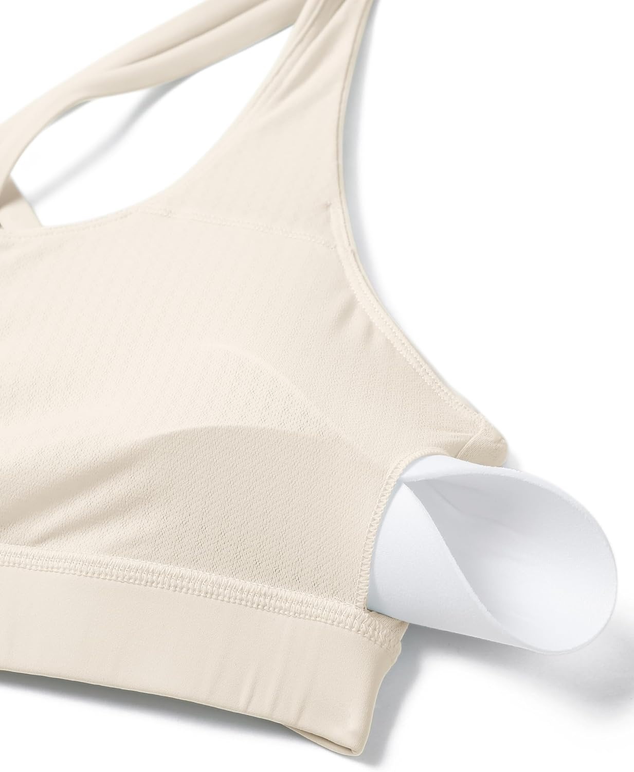 image:imageCRZ YOGA Naked Feeling Strappy Padded Sports Bras for Women Fitness Workout Top Criss Cross Back Yoga CamiWhite Apricot