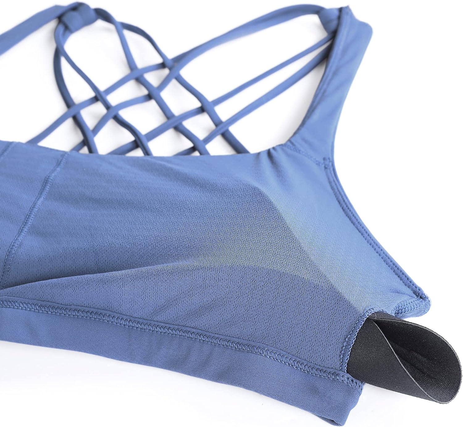 image:imageCRZ YOGA Naked Feeling Strappy Sports Bras for Women Criss Cross Back Wireless Padded Cami Yoga Workout TopCurtain Violet Ash