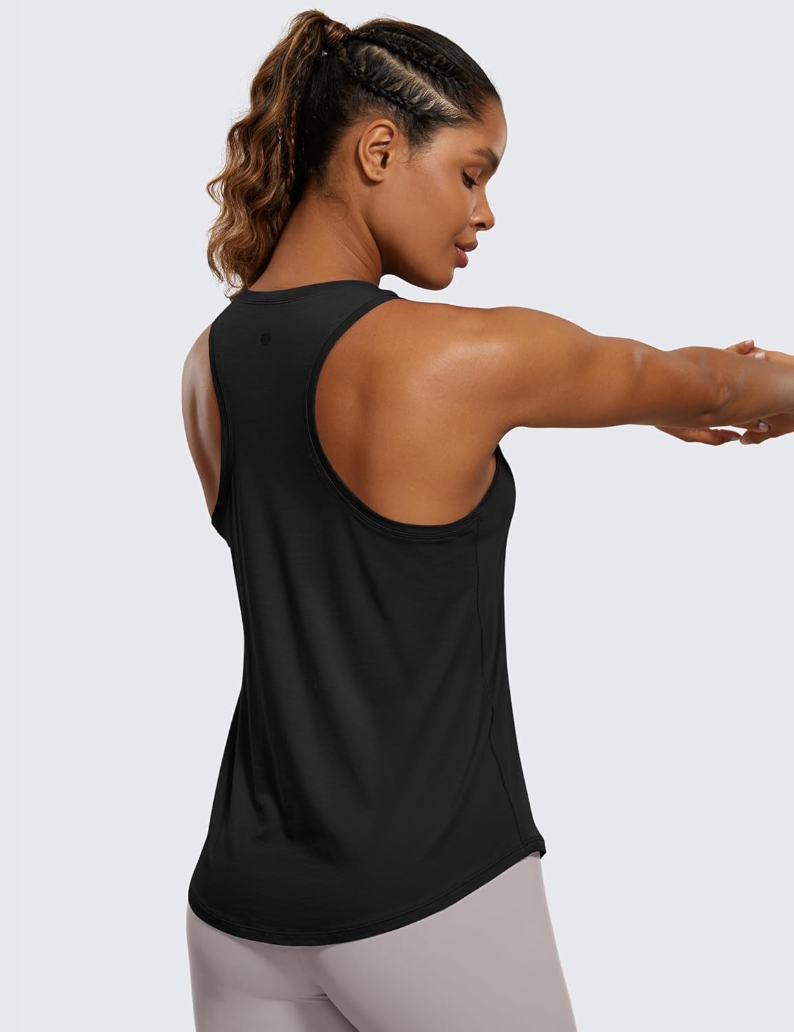 image:imageCRZ YOGA Pima Cotton Racerback Tank Tops for Women Workout Athletic Casual Soft Scoop Neck Sleeveless ShirtsBlack
