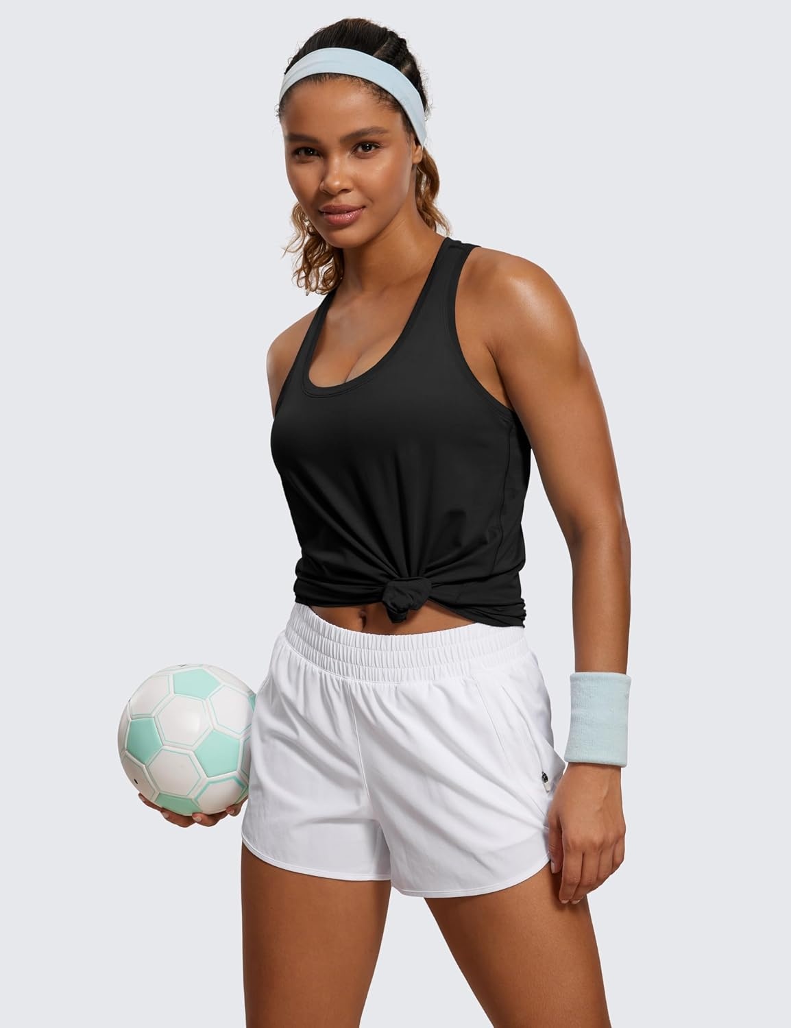 image:imageCRZ YOGA Pima Cotton Racerback Tank Tops for Women Workout Athletic Casual Soft Scoop Neck Sleeveless ShirtsBlack