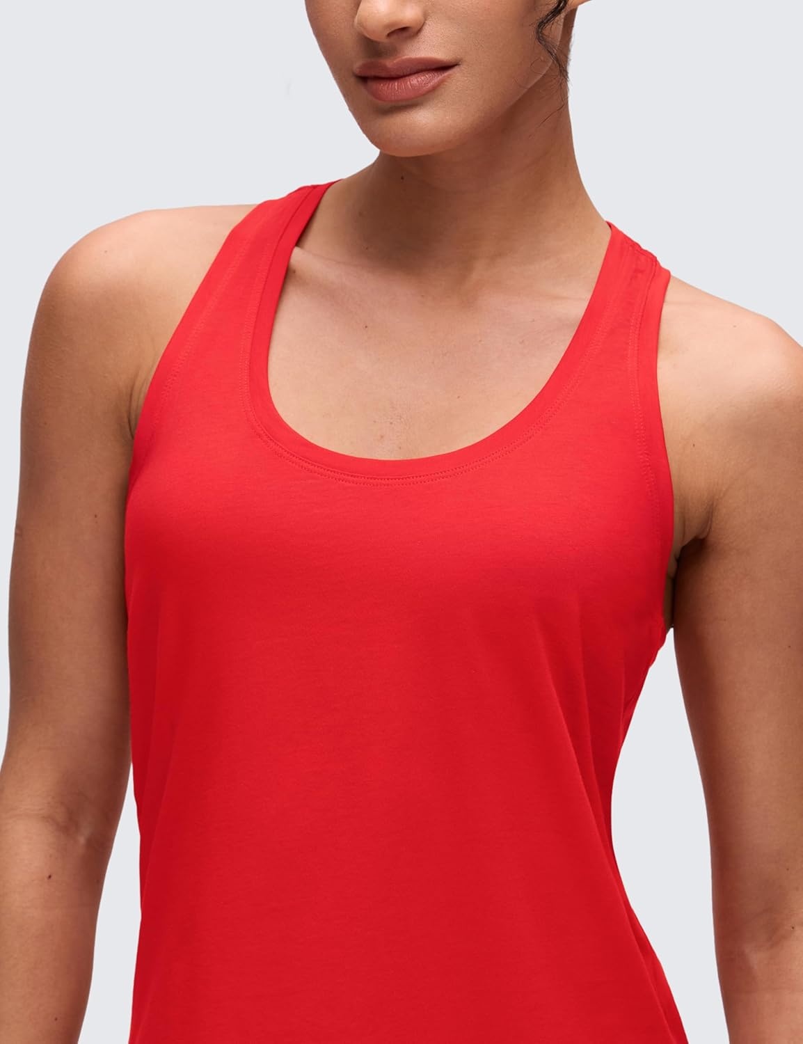 image:imageCRZ YOGA Pima Cotton Racerback Tank Tops for Women Workout Athletic Casual Soft Scoop Neck Sleeveless ShirtsDeep Red