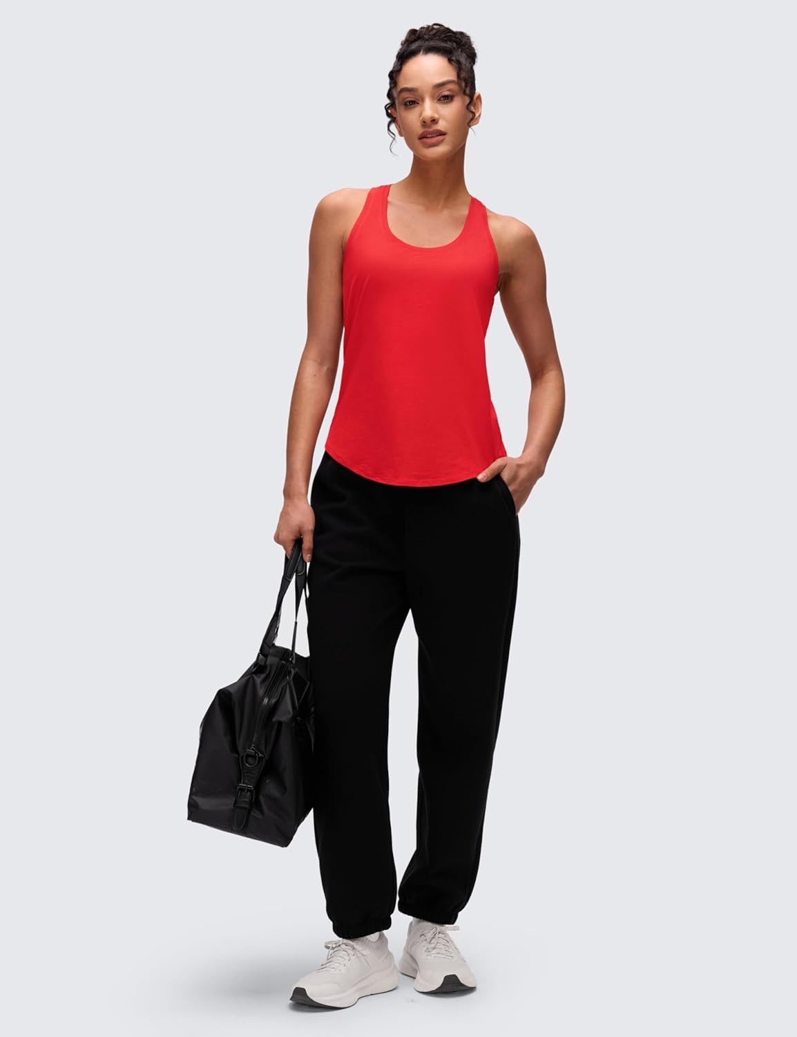 image:imageCRZ YOGA Pima Cotton Racerback Tank Tops for Women Workout Athletic Casual Soft Scoop Neck Sleeveless ShirtsDeep Red