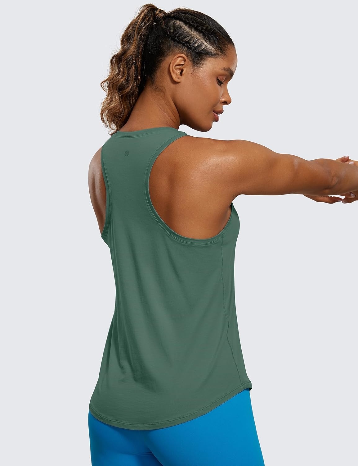 image:imageCRZ YOGA Pima Cotton Racerback Tank Tops for Women Workout Athletic Casual Soft Scoop Neck Sleeveless ShirtsGraphite Green